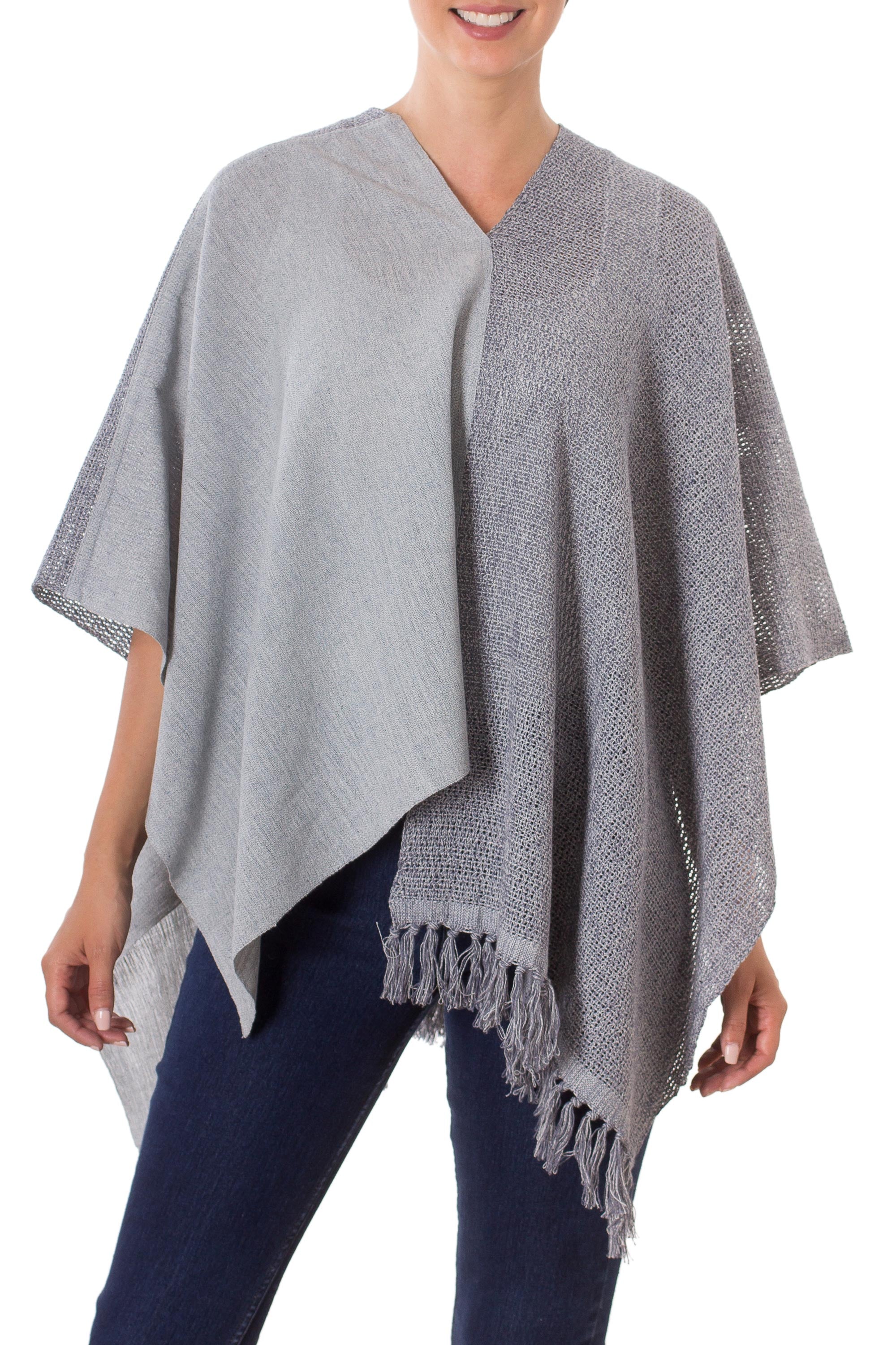 Textures of Guatemala Guatemalan Handwoven Natural and Recycled Cotton Poncho