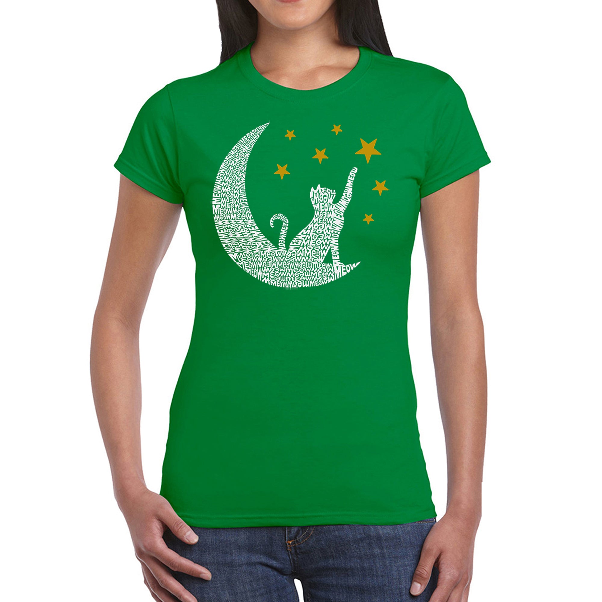 Cat Moon - Women's Word Art T-Shirt