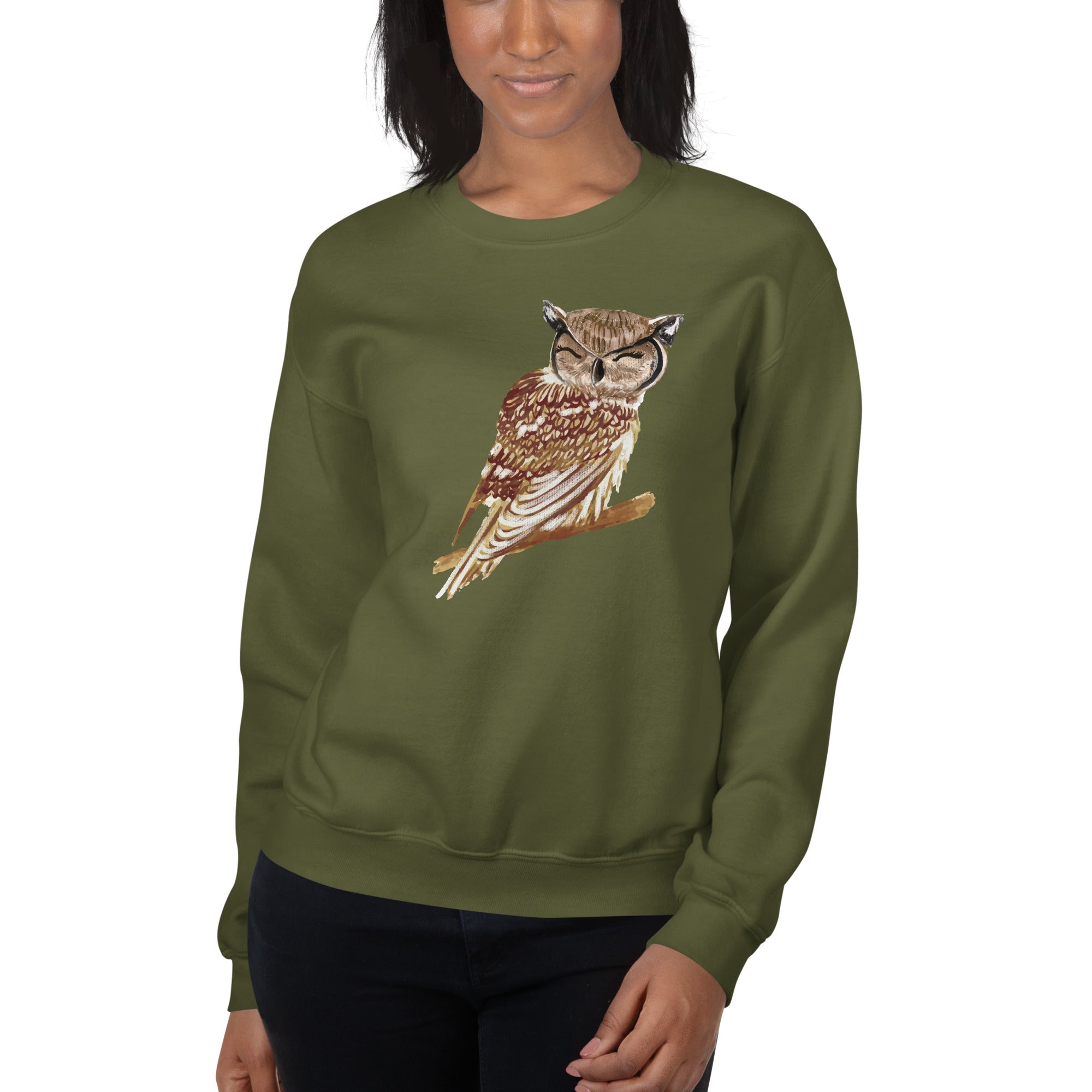 Owl on a Branch Crewneck Sweatshirt