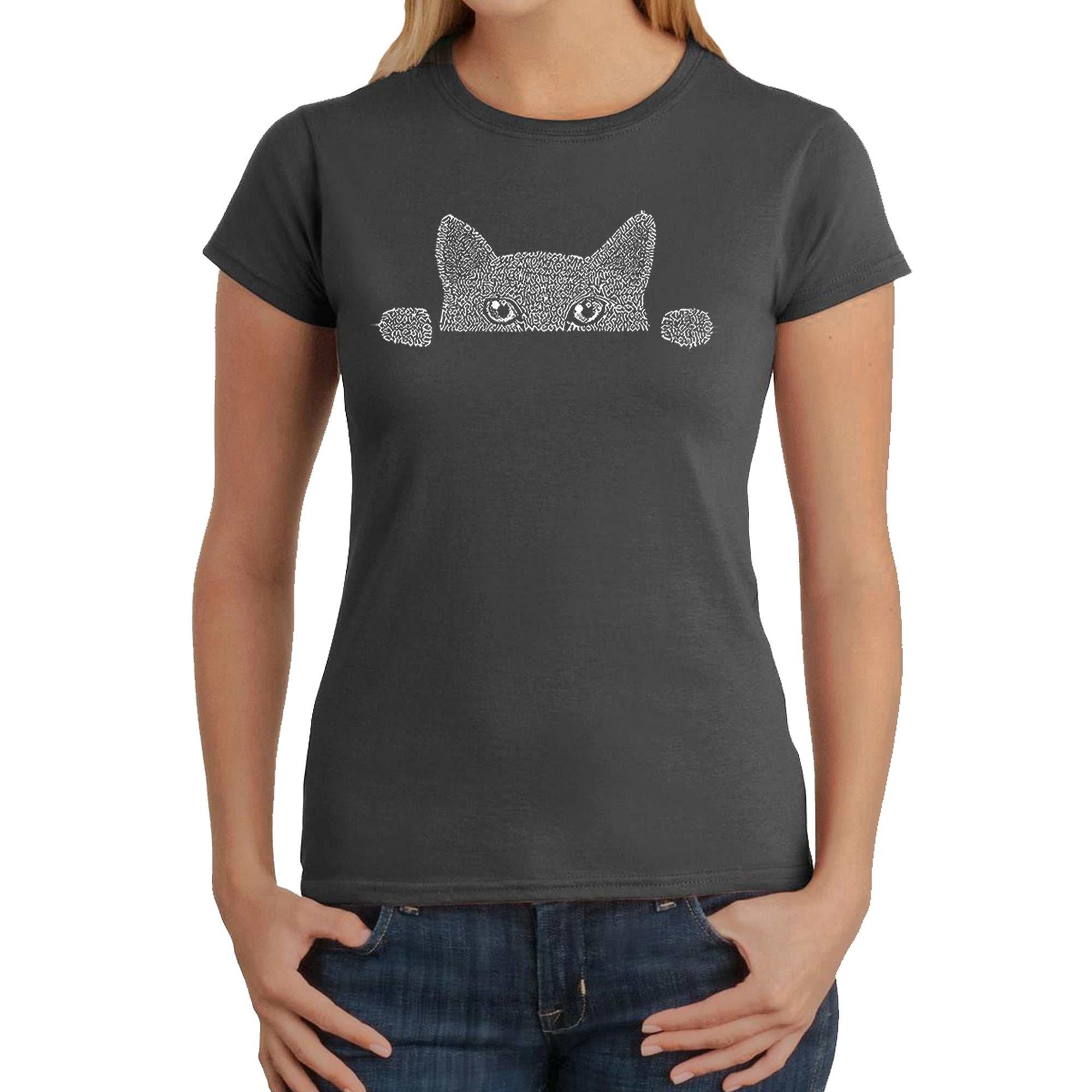 Peeking Cat  - Women's Word Art T-Shirt