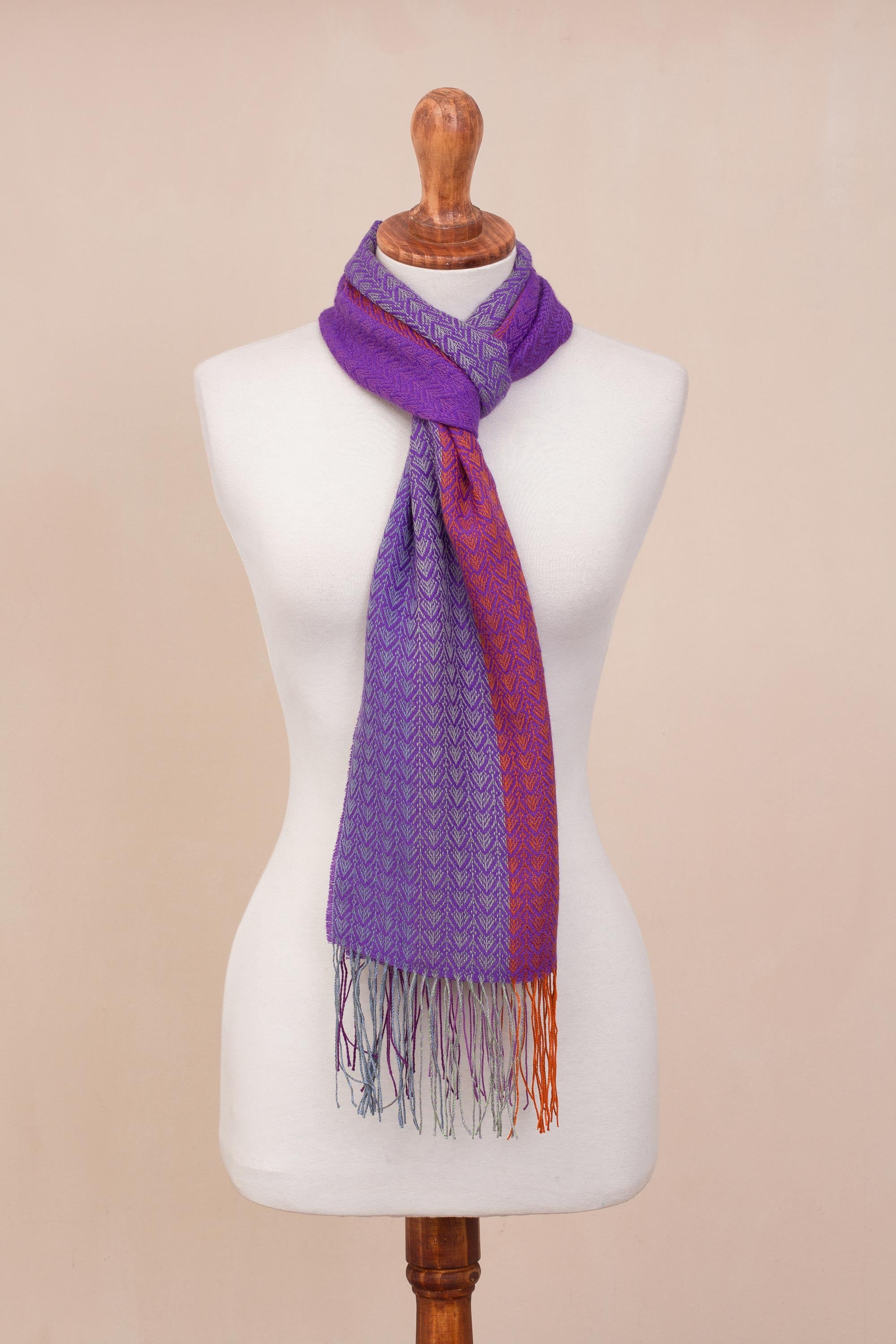 Perfect Harmony Hand Woven Striped Alpaca Blend Wrap Scarf from Peru