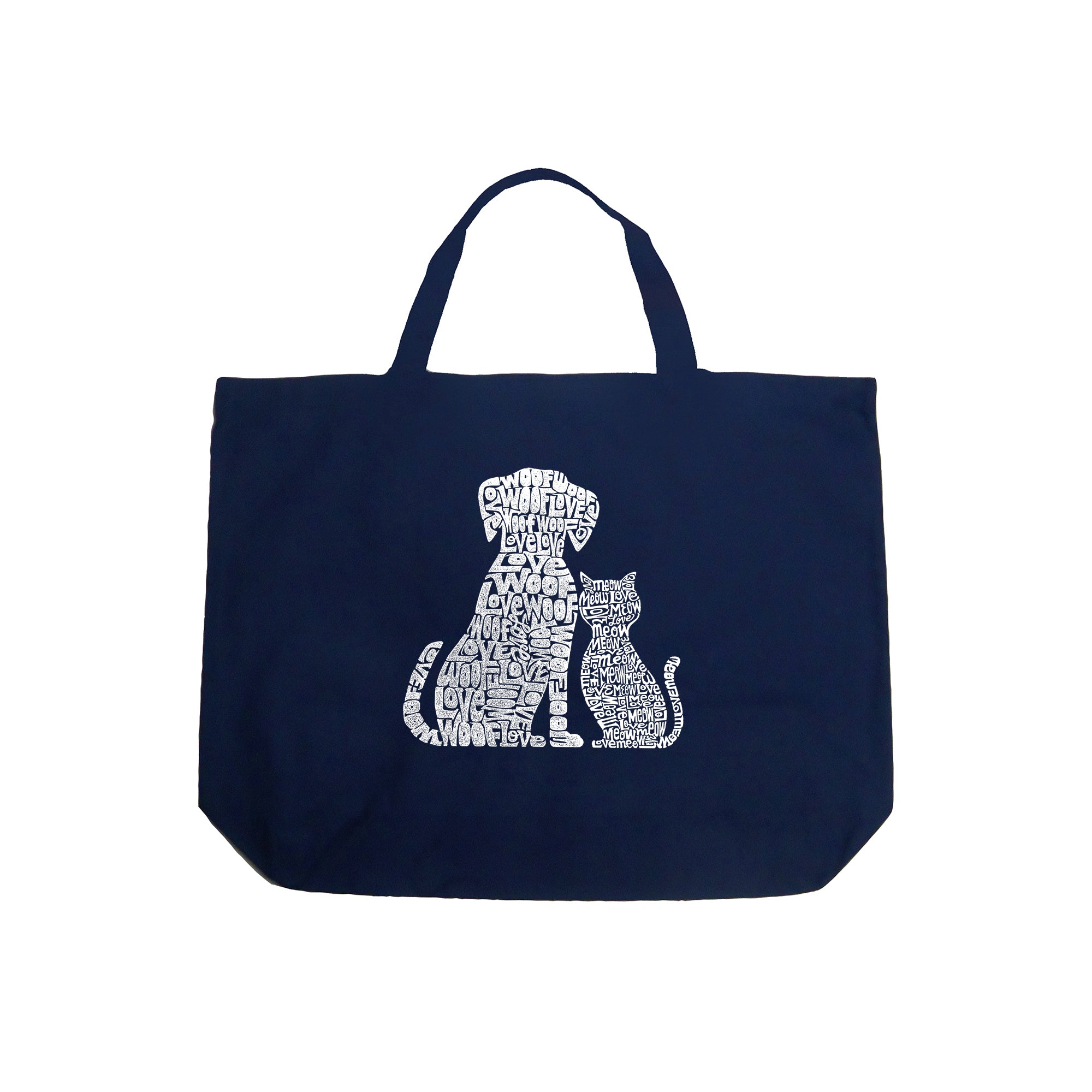 Large Word Art Tote Bag - Dogs and Cats