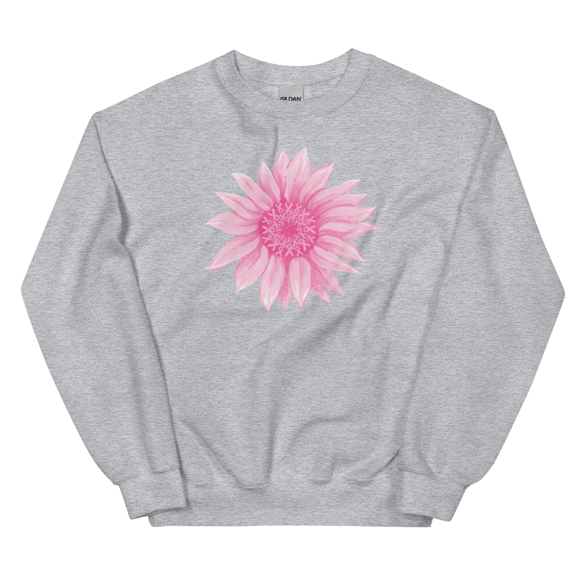 Pink Ribbon Sunflower Crewneck Sweatshirt