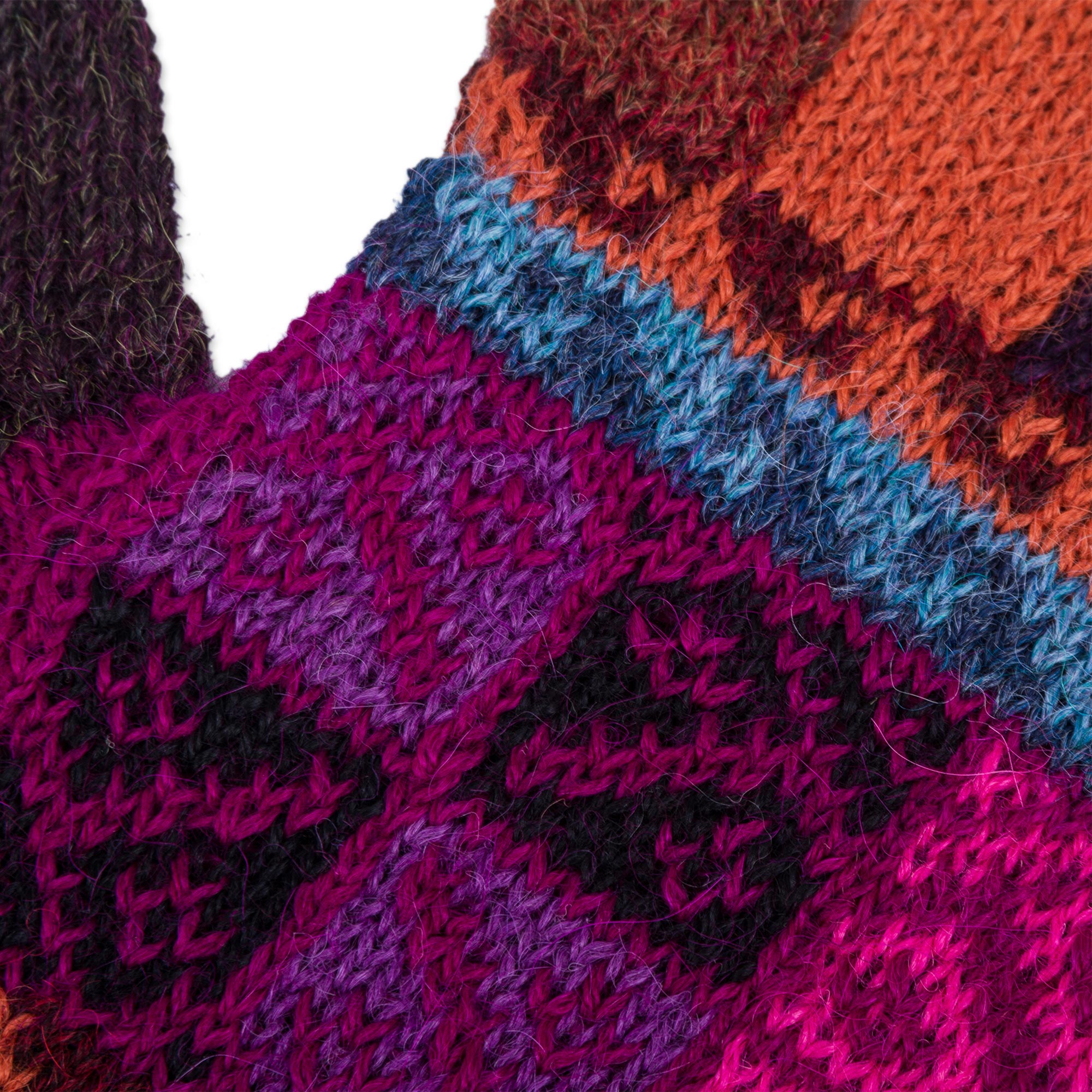 Peruvian Patchwork in Magenta Artisan Crafted 100% Alpaca Multi-Colored Gloves from Peru