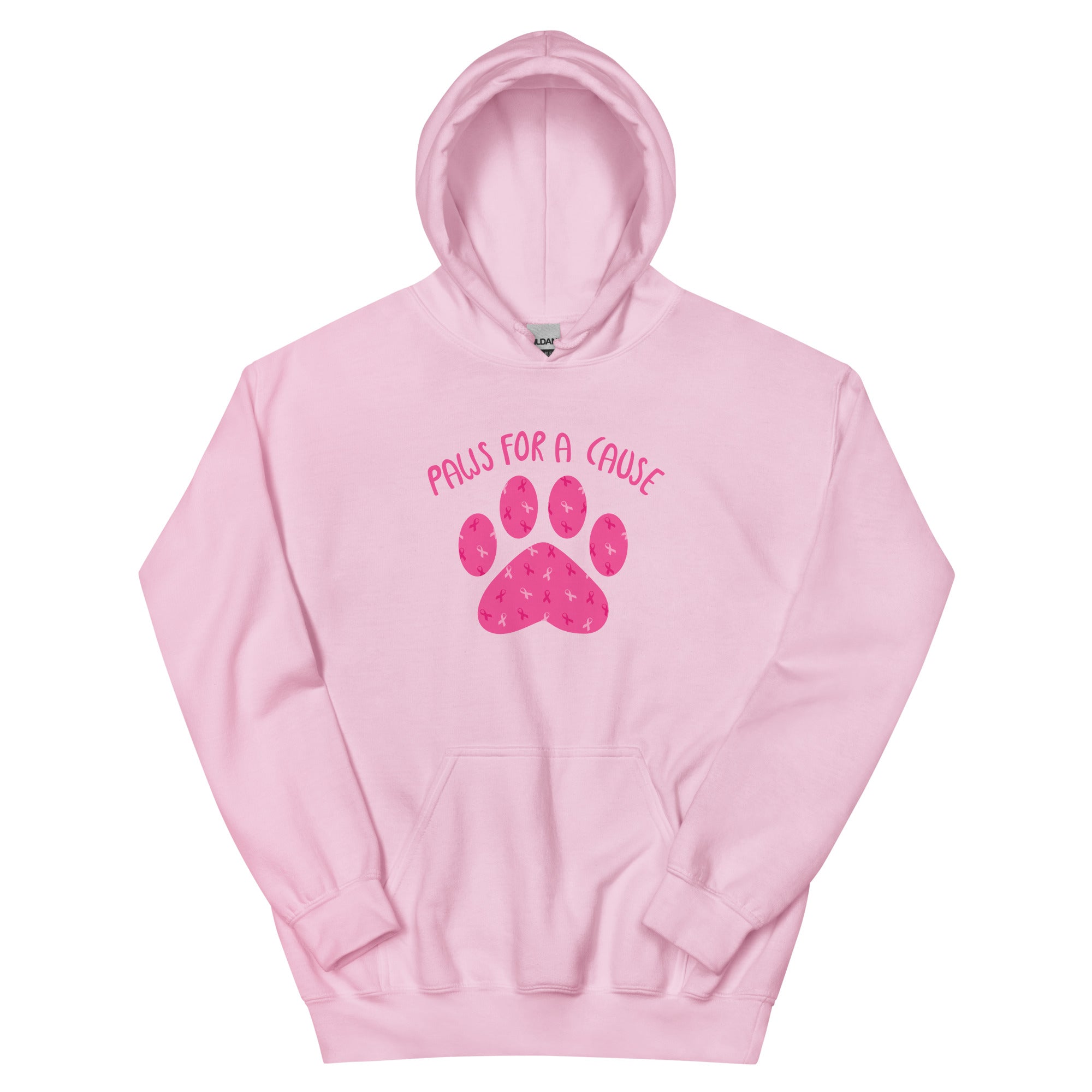 Paws For A Cause Pink Ribbon Paw Print Hoodie