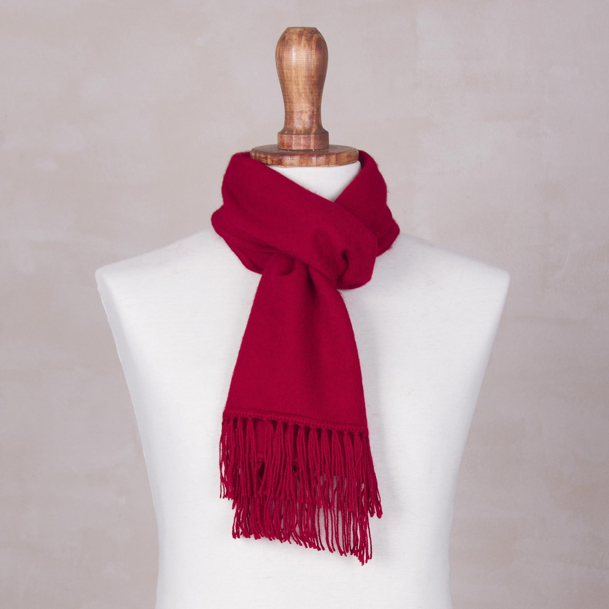 Cherry Wine Red Alpaca Blend Scarf