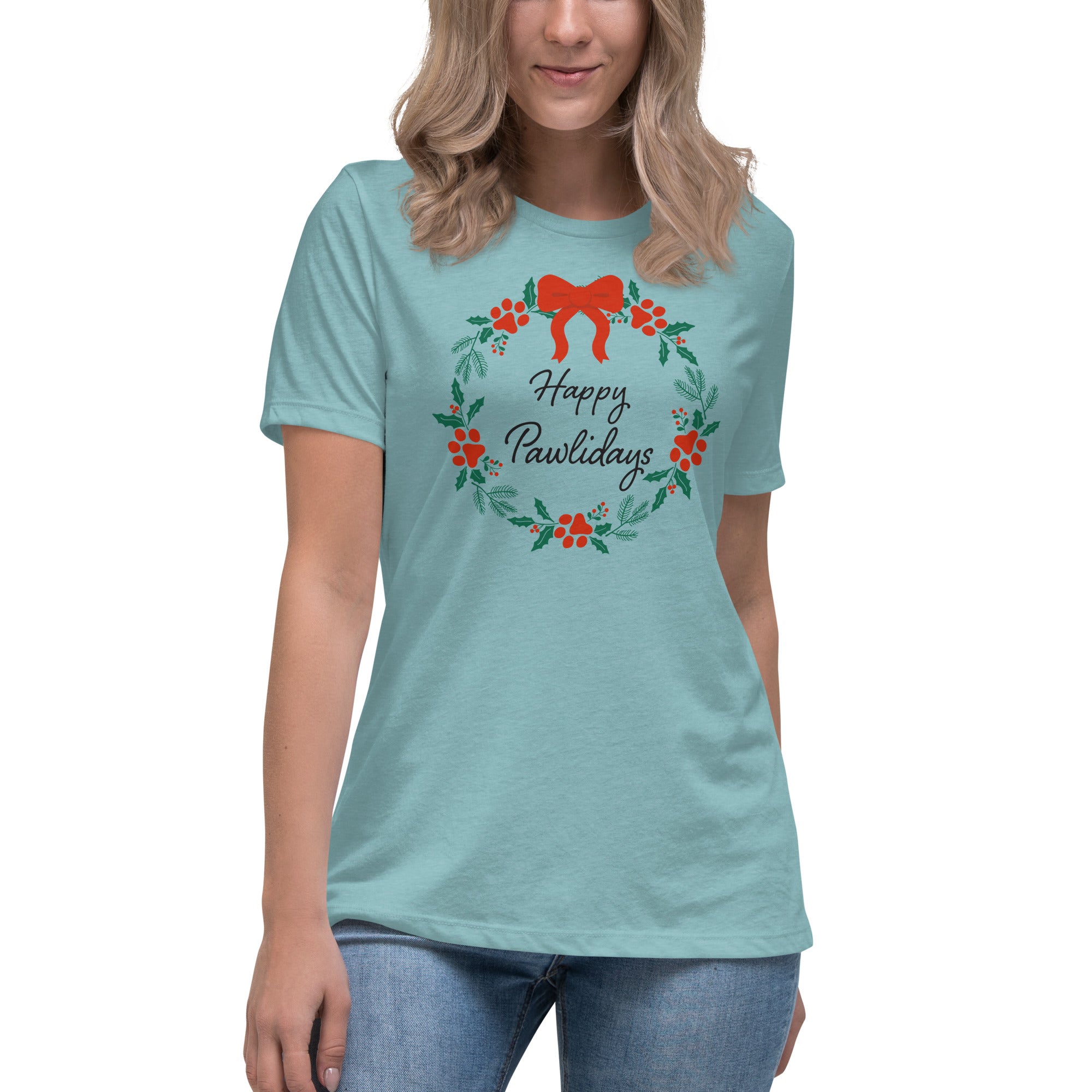 Happy Pawlidays Wreath Women's Relaxed T-Shirt