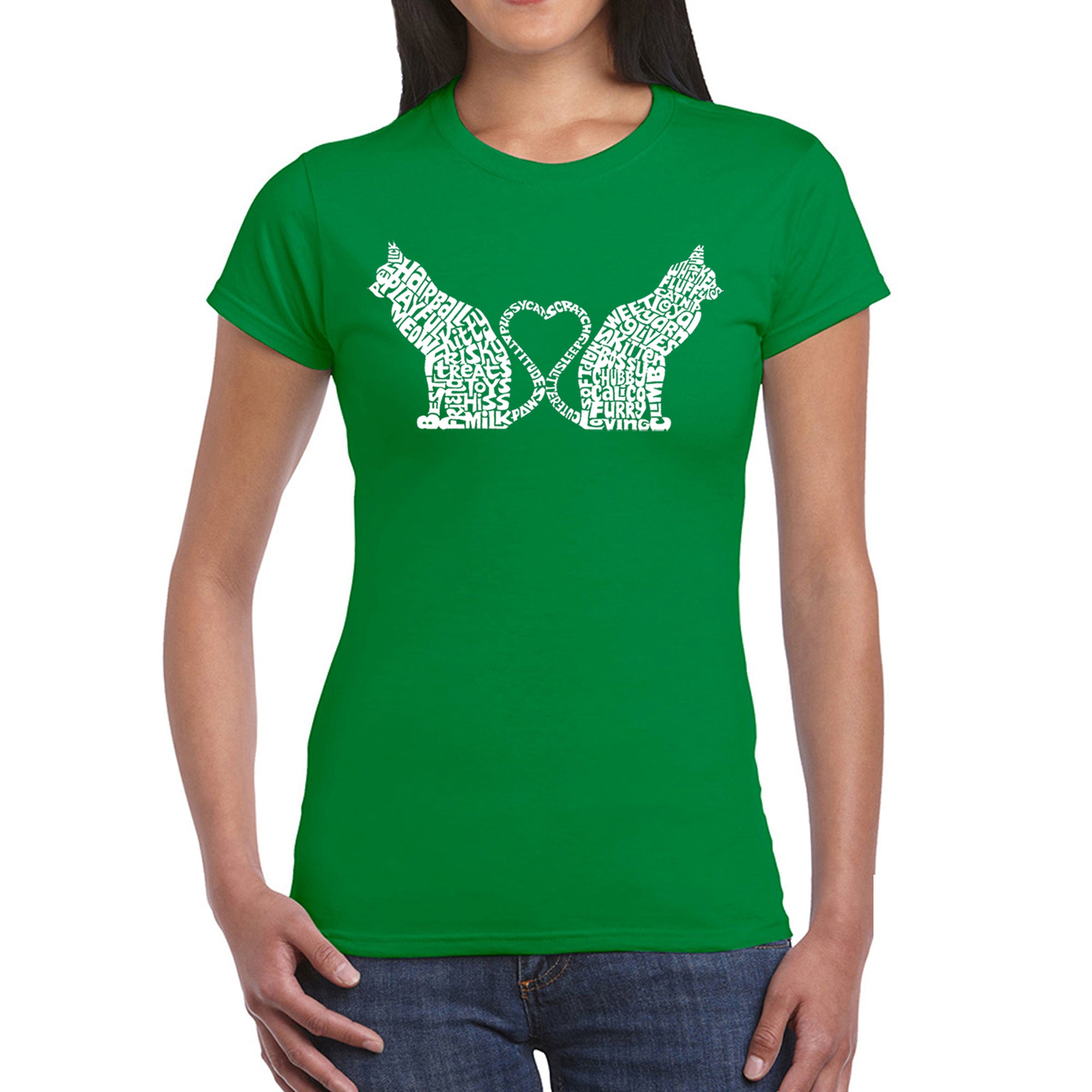 Cat Tail Hearts - Women's Word Art T-Shirt