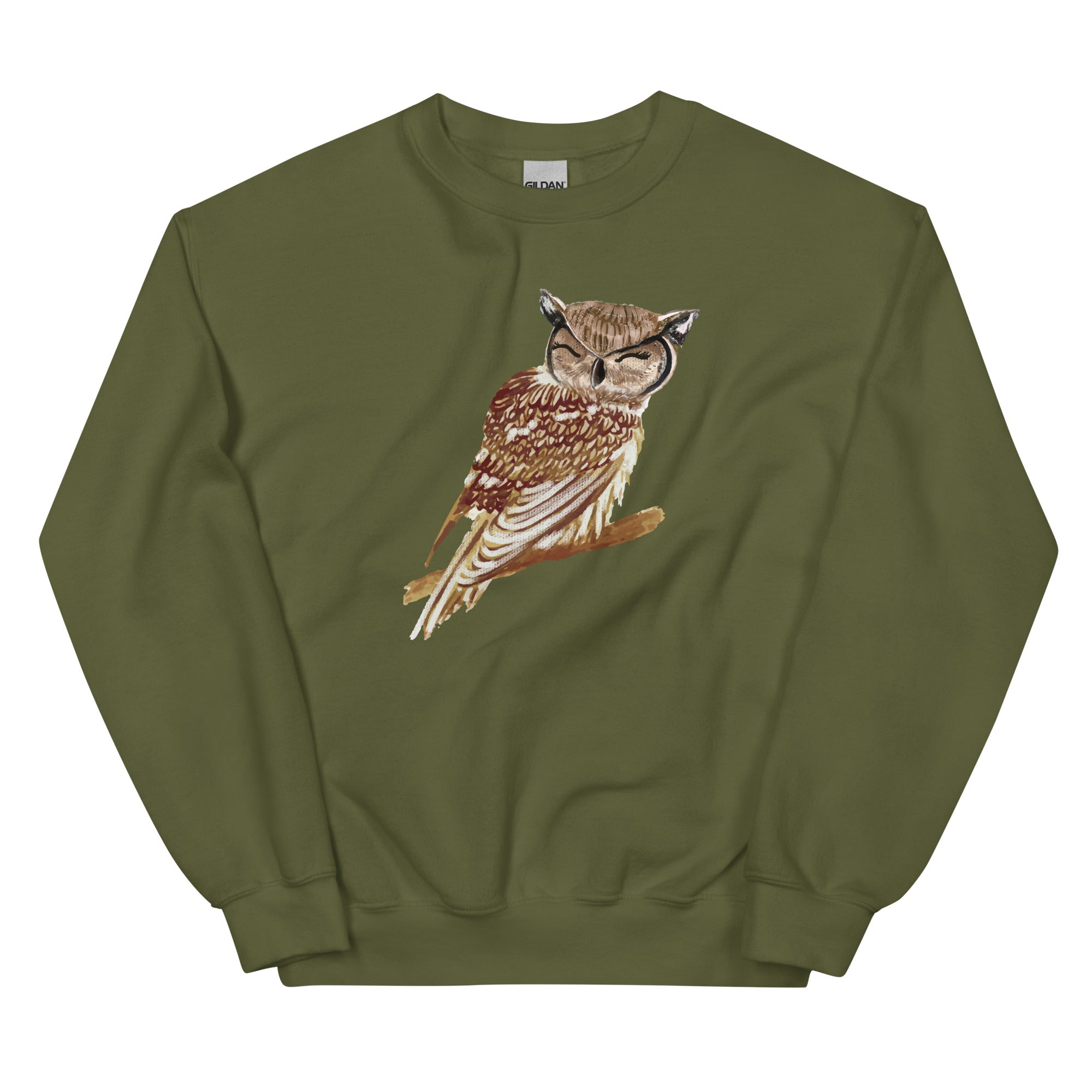 Owl on a Branch Crewneck Sweatshirt