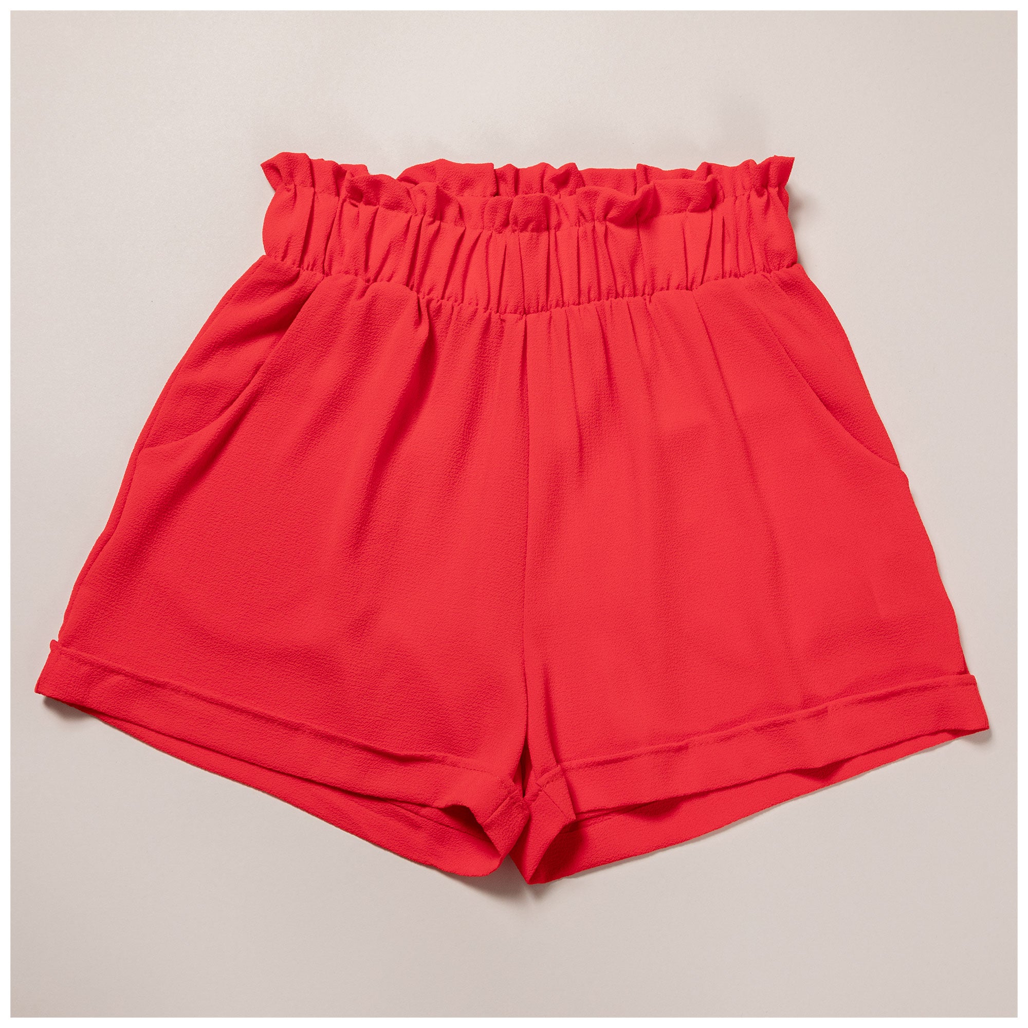 High-Waist Ruffle Top Cuff Shorts