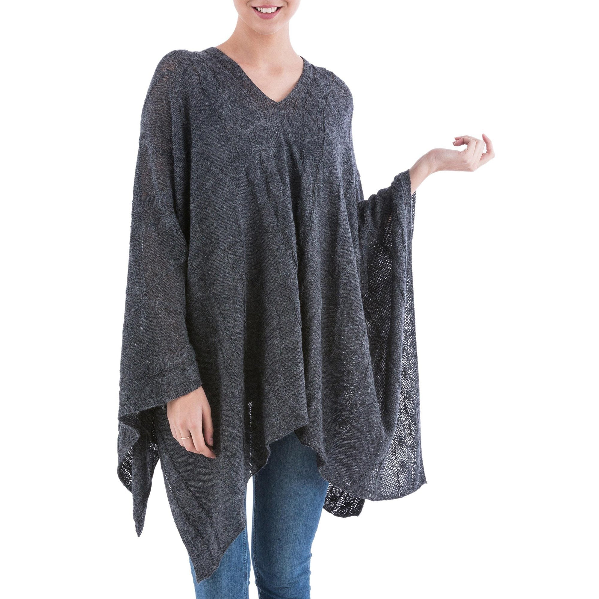 Lightweight Grey Peruvian Poncho