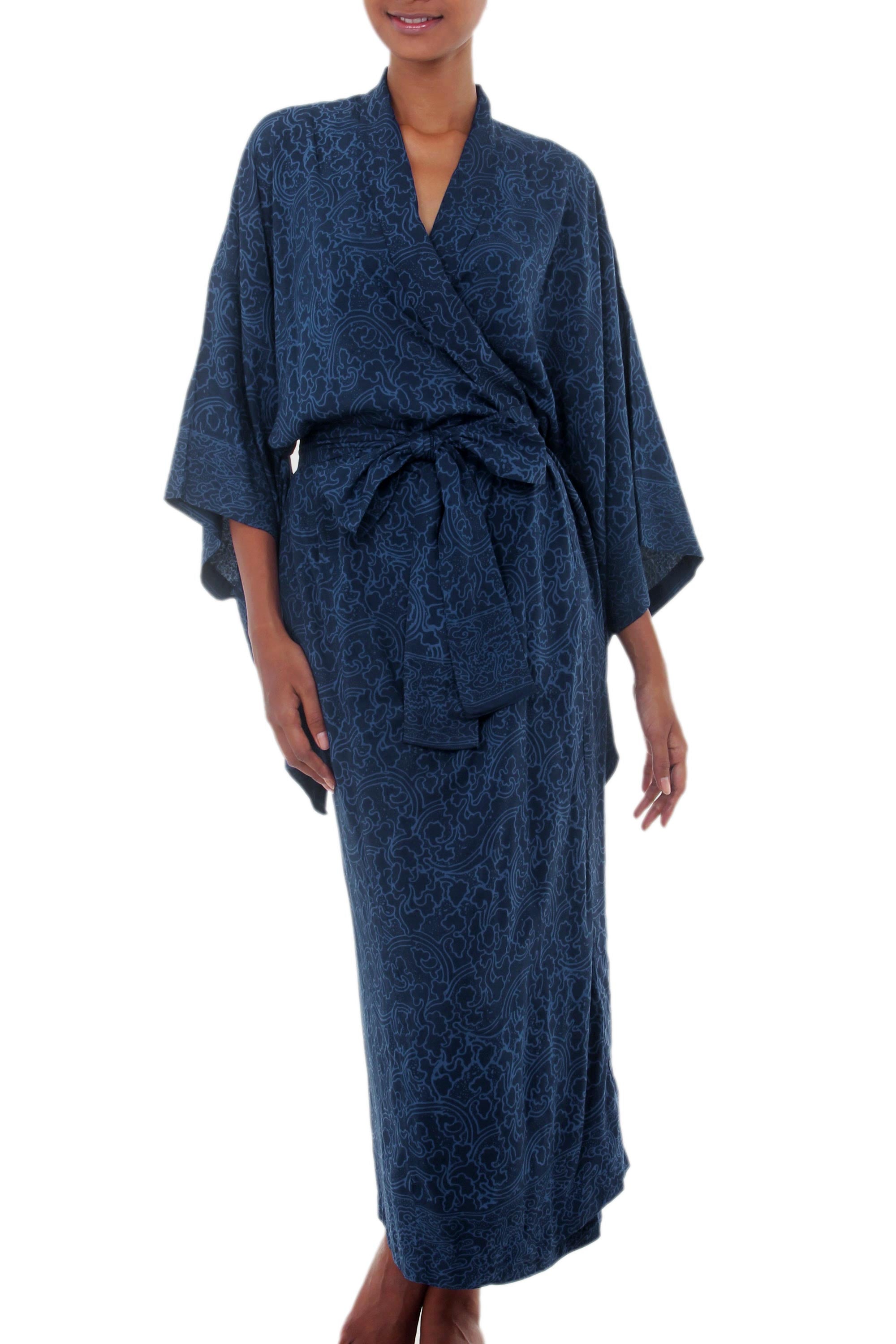 Kimono of Blue-Violet Orchids Robe