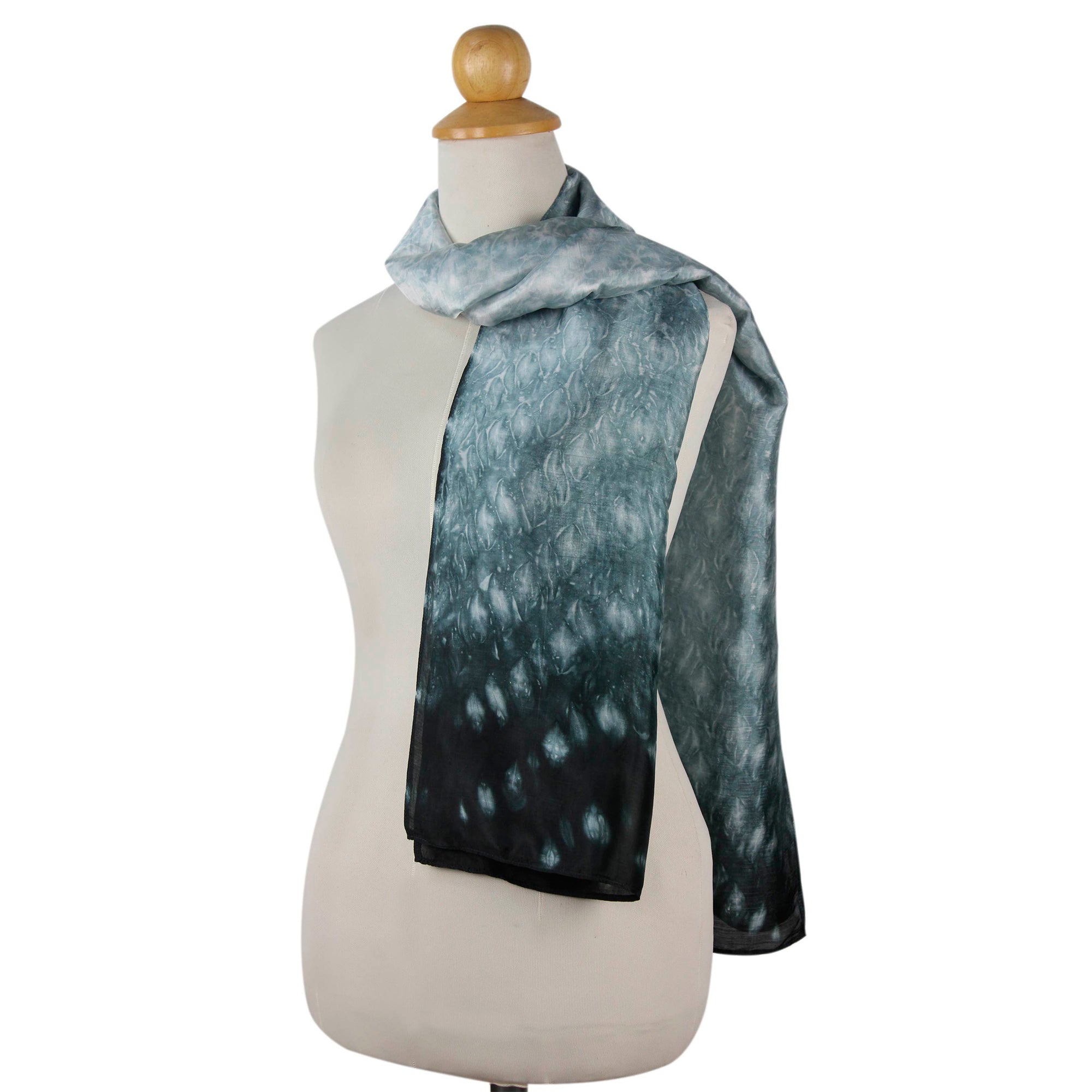 Mottled Black Tie Dye Scarf