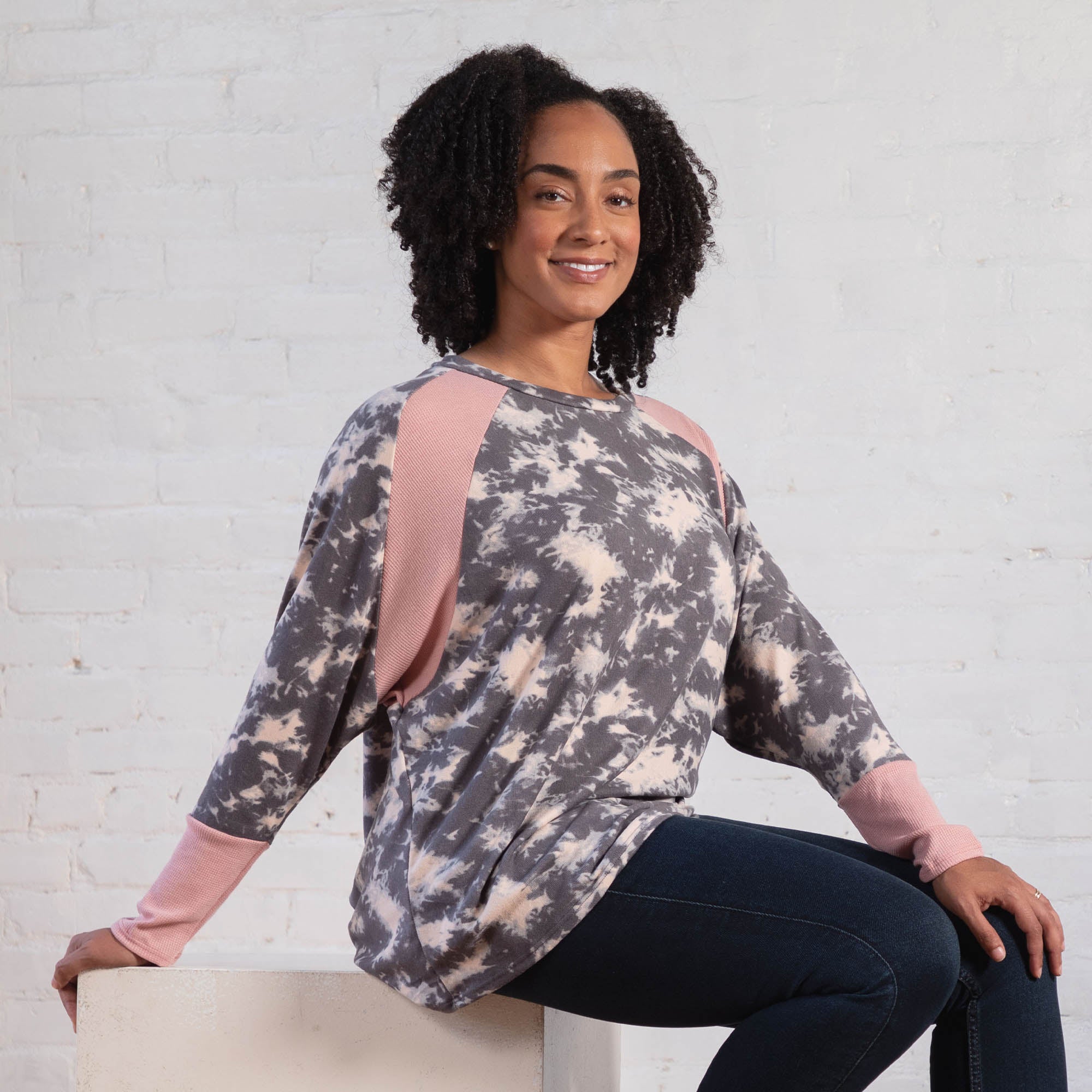 Tie-Dye Dolman Thermal Contrast Top