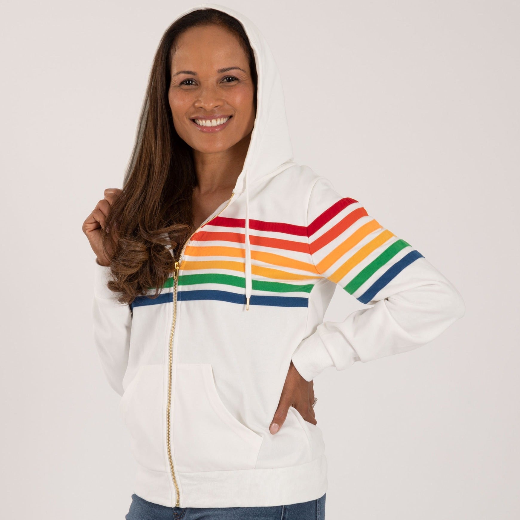 Retro Stripe Zip Up Hoodie