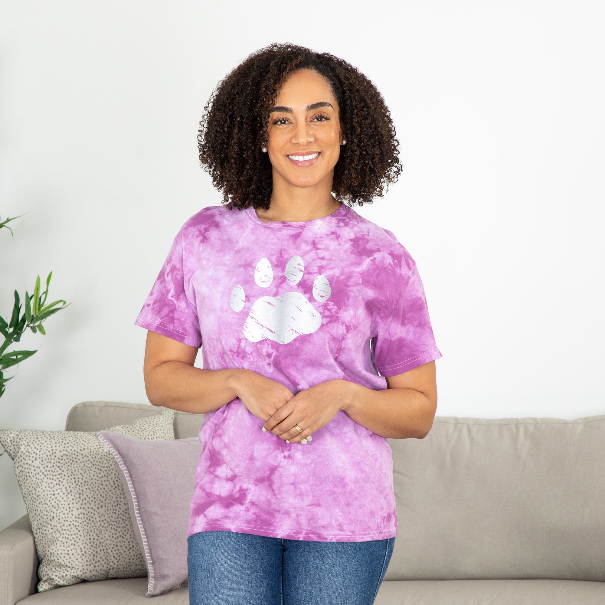 Paw Print Boysenberry Tie-Dye T-Shirt