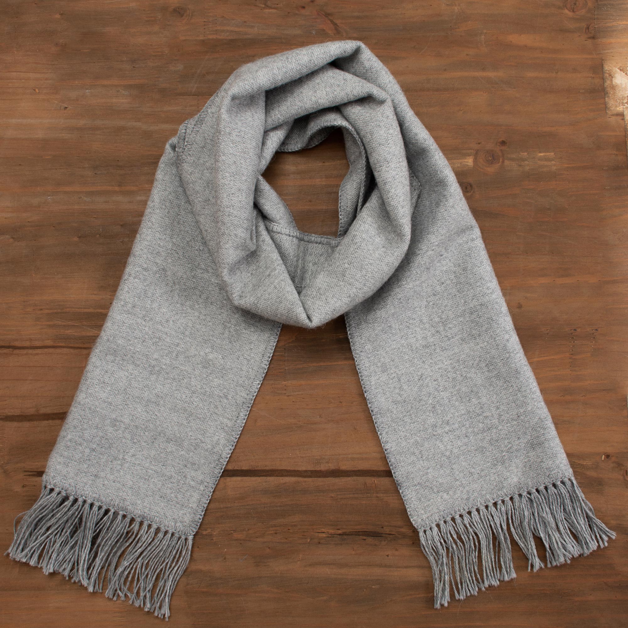 Winter Chic in Smoke Artisan Crafted Alpaca Blend Scarf in Smoke from Peru