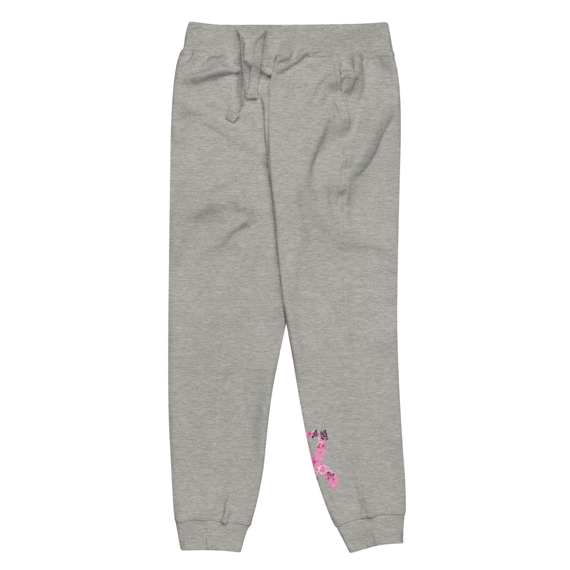 Pink Ribbon Butterflies Take Flight Fleece Sweatpants