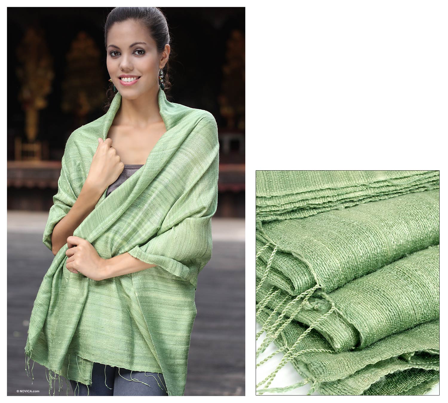 Green Treasure Hand Made Silk Shawl