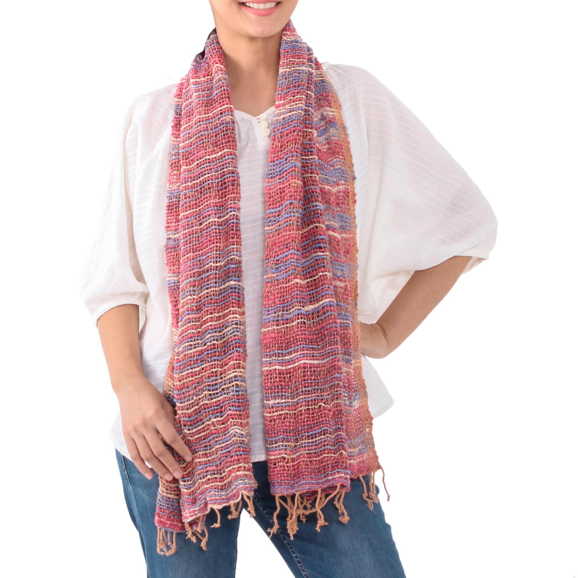 Charming Candy Handwoven Cotton Scarf with Candy Colors from Thailand