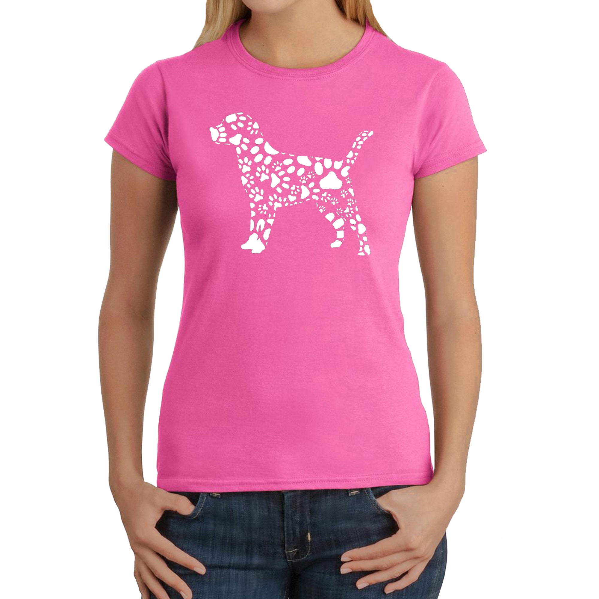 Dog Paw Prints  - Women's Word Art T-Shirt