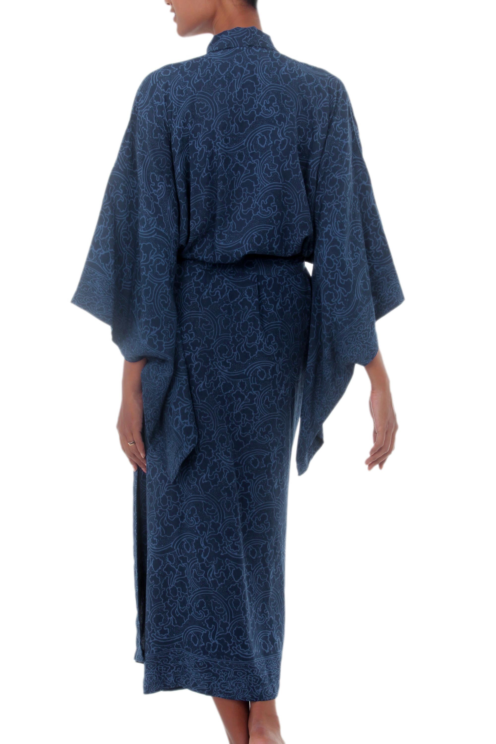 Kimono of Blue-Violet Orchids Robe