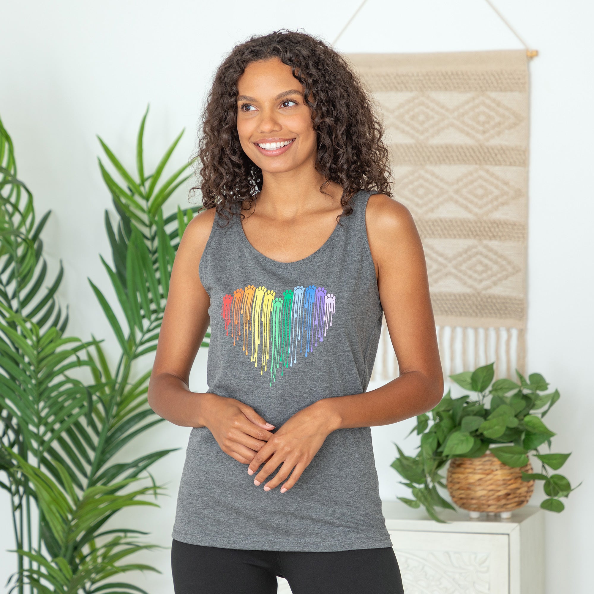 Rainbow Paw Print Heart Tank Top