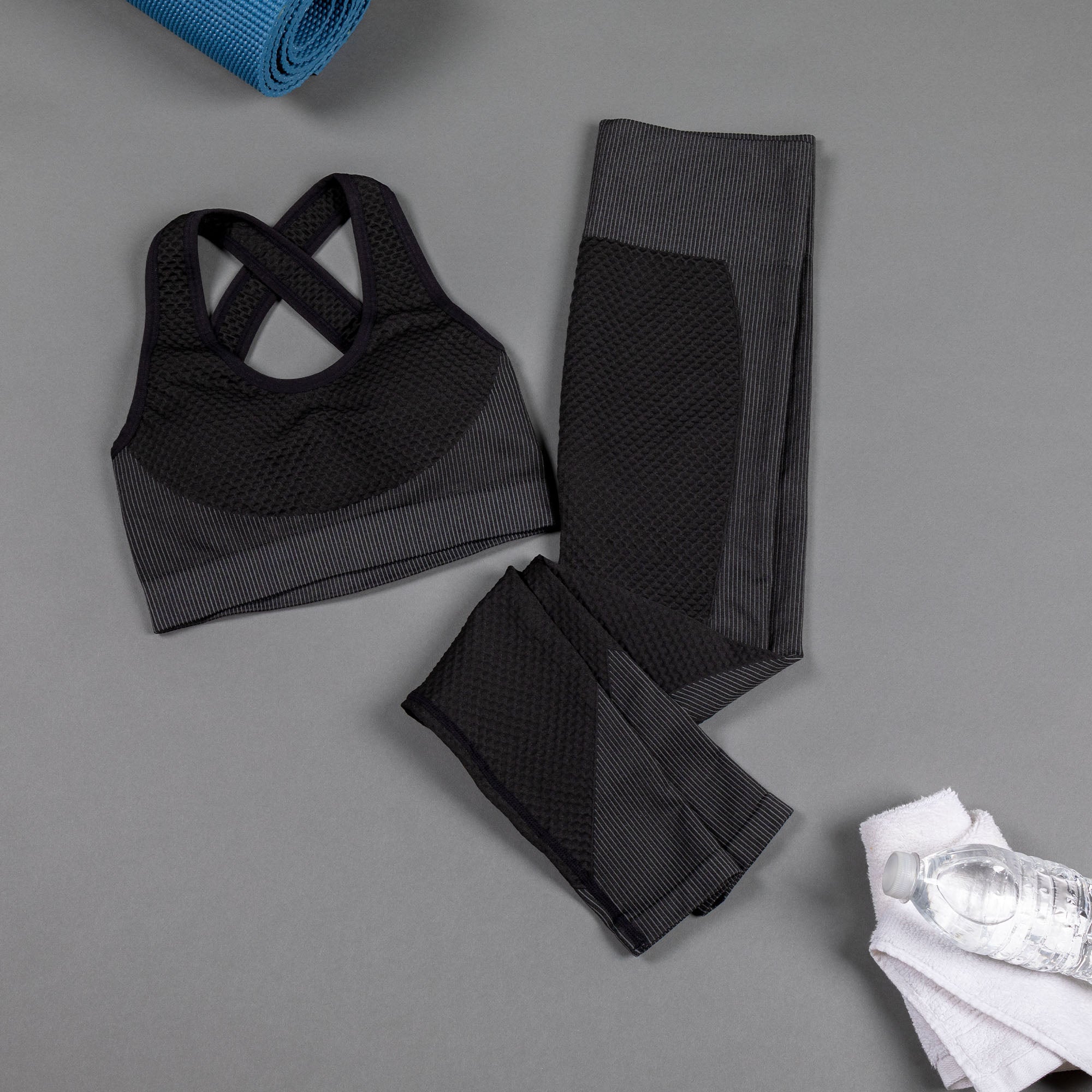 Textured Leggings & Sports Bra Activewear Set