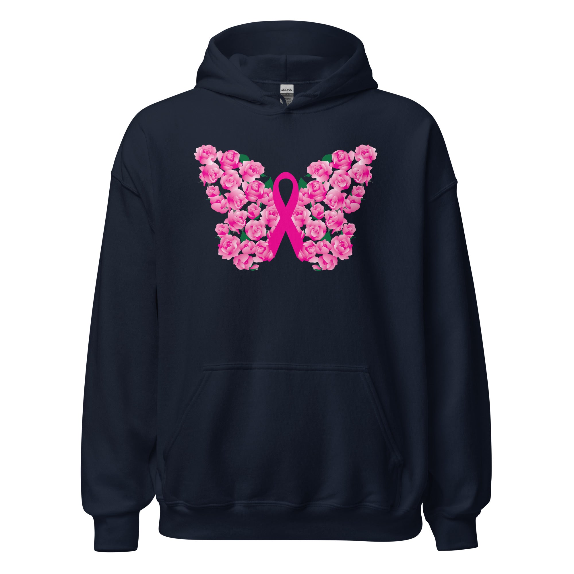 Pink Ribbon Floral Butterfly Hoodie