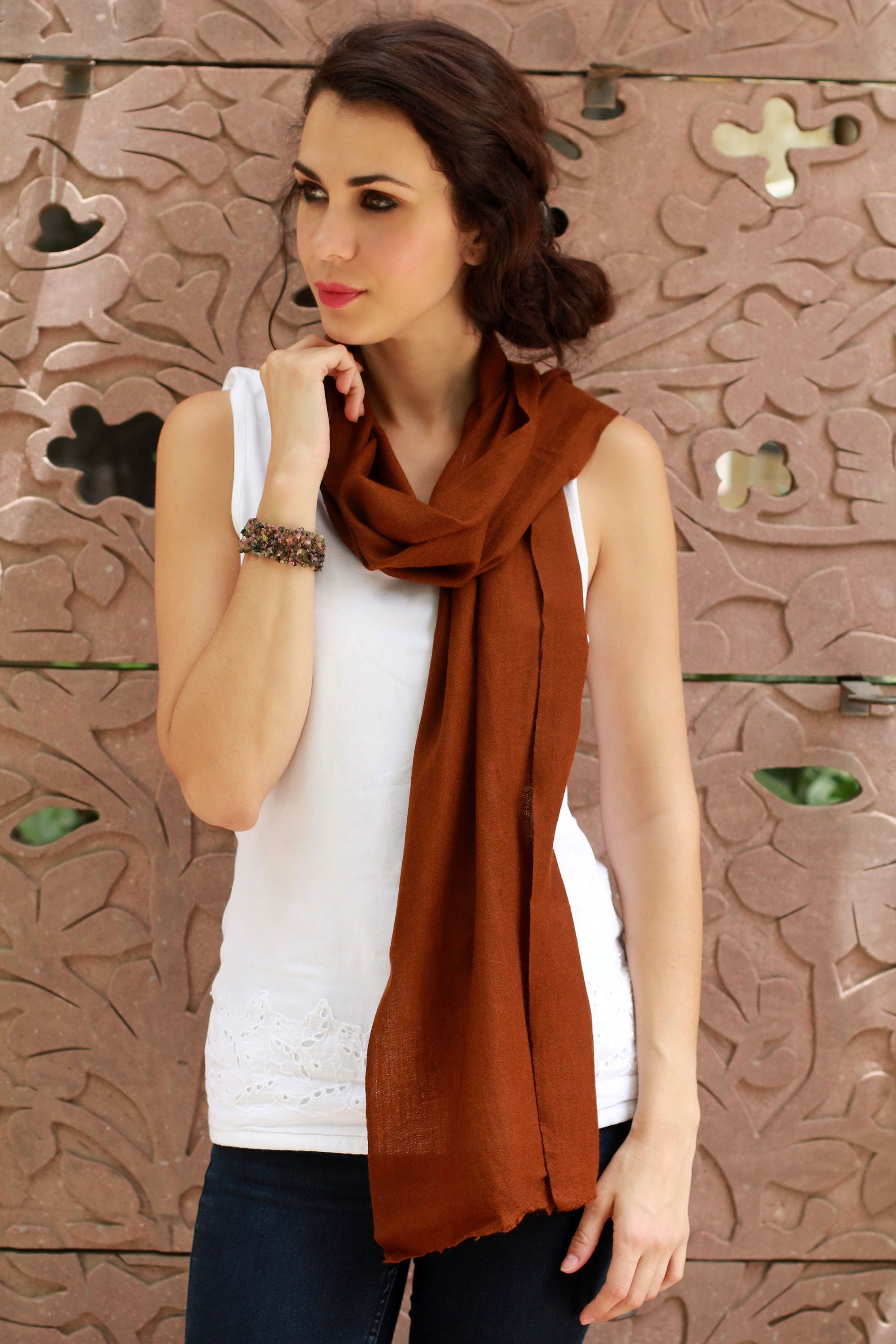 Smart in Chocolate Brown Wool scarf