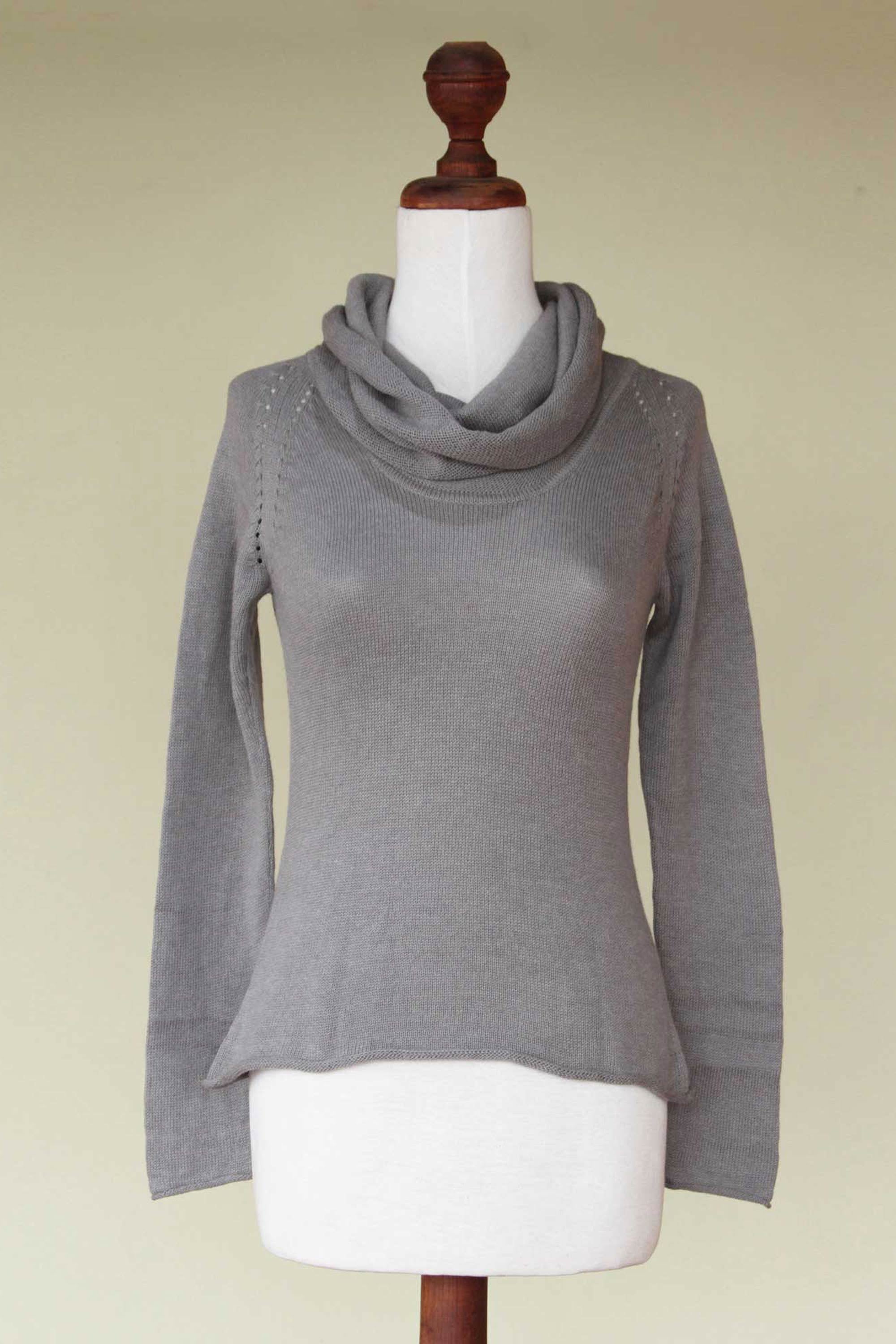 Misty Warmth Cotton and Alpaca Wool Blend Pullover Sweater