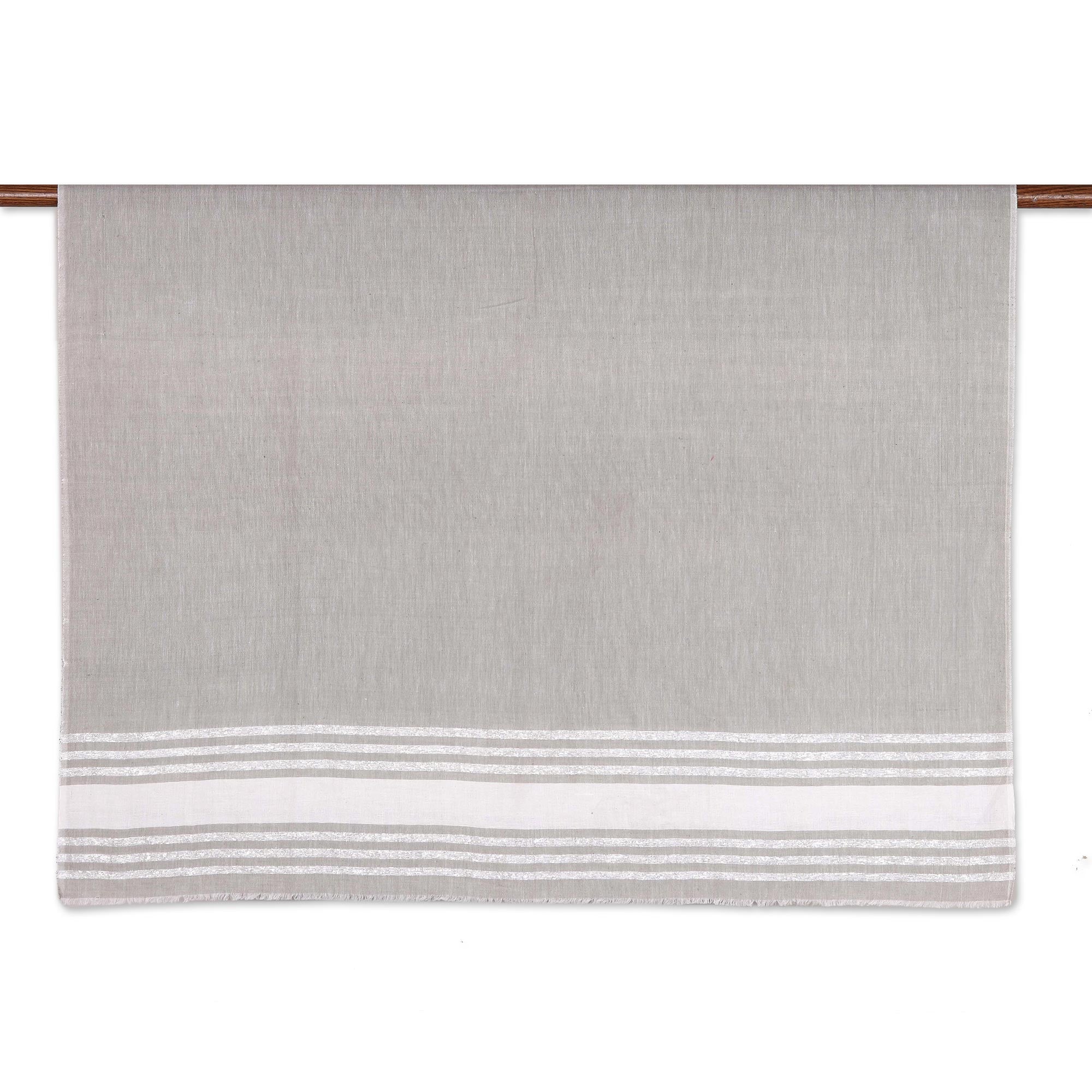 Stylish Stripes in Sage Handwoven Striped Cotton Sarong in Sage from India