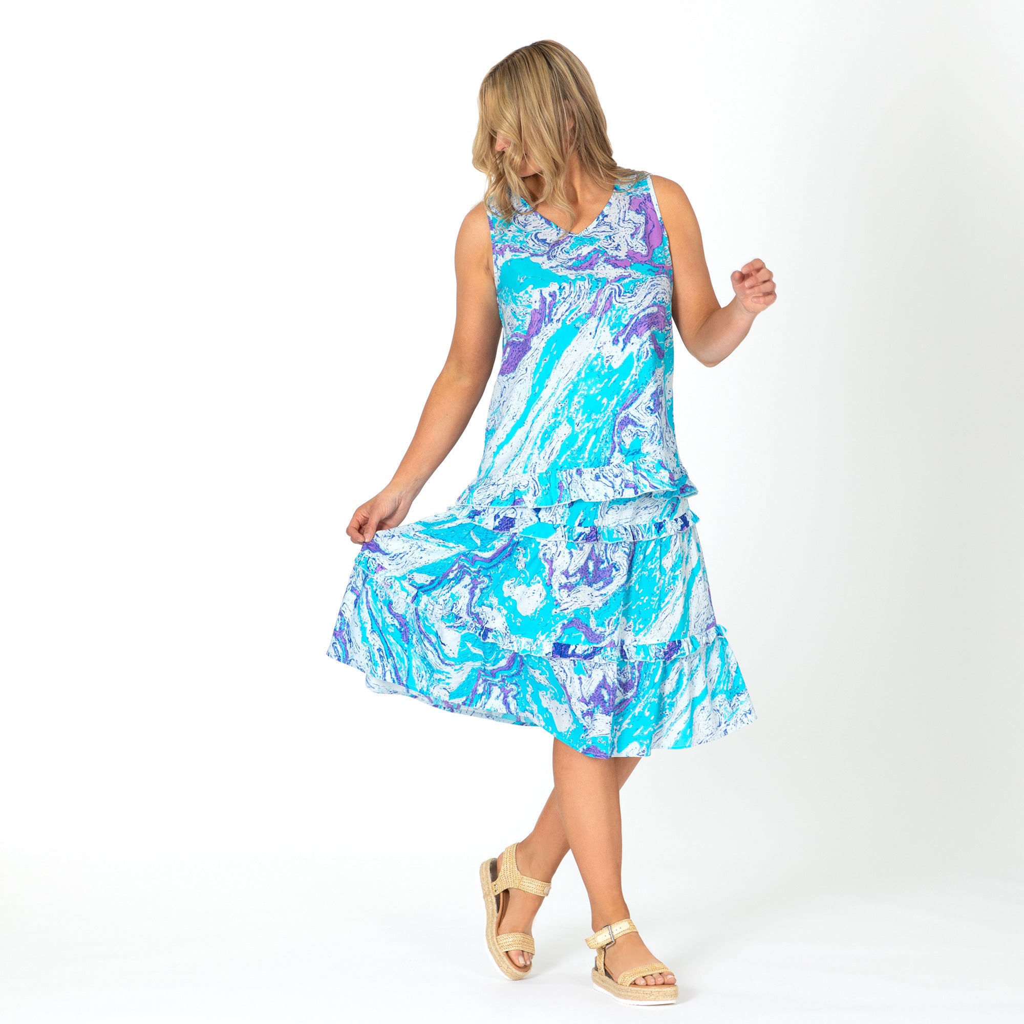 Swirl Dye Ruffle Separates