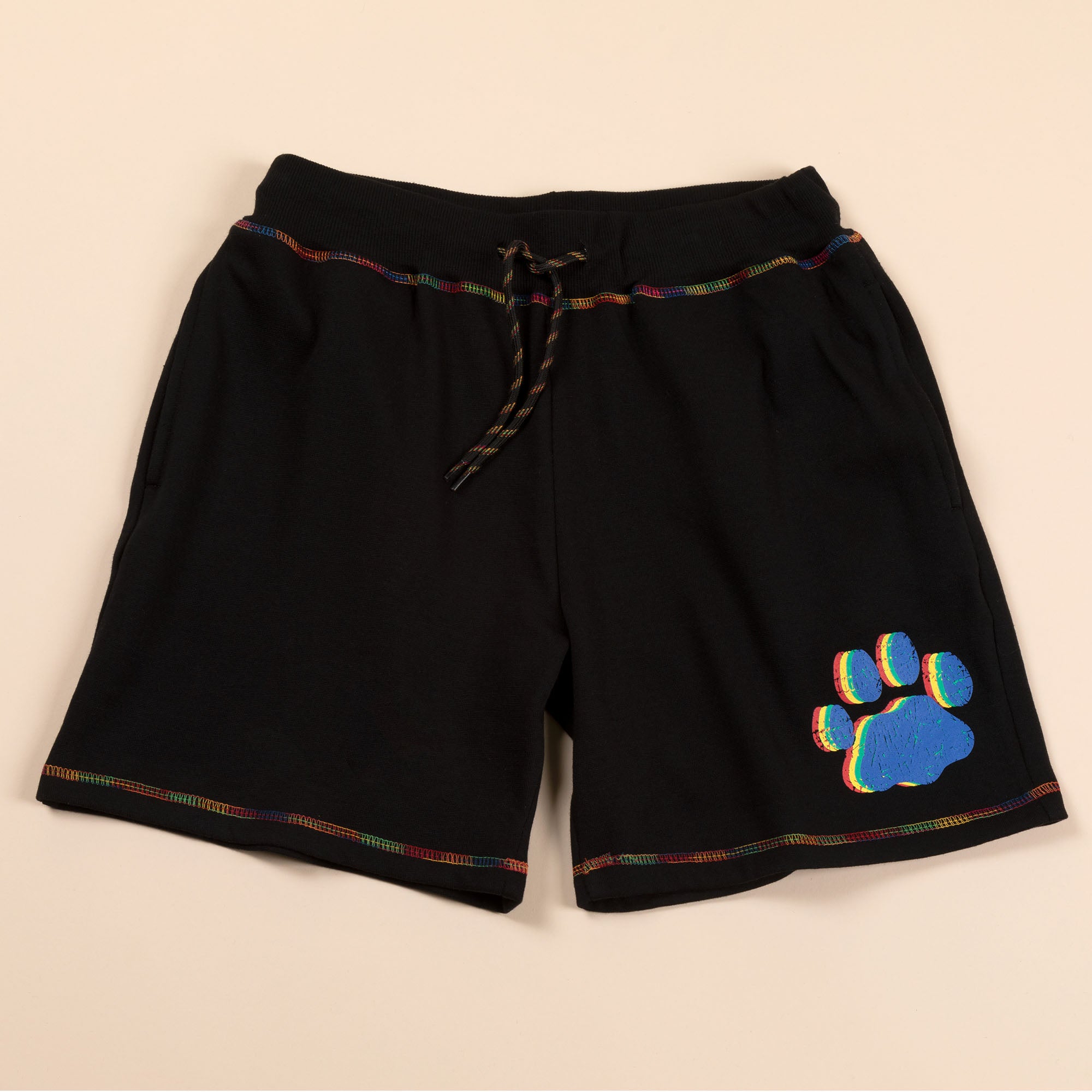 Rainbow Paw Black Board Shorts