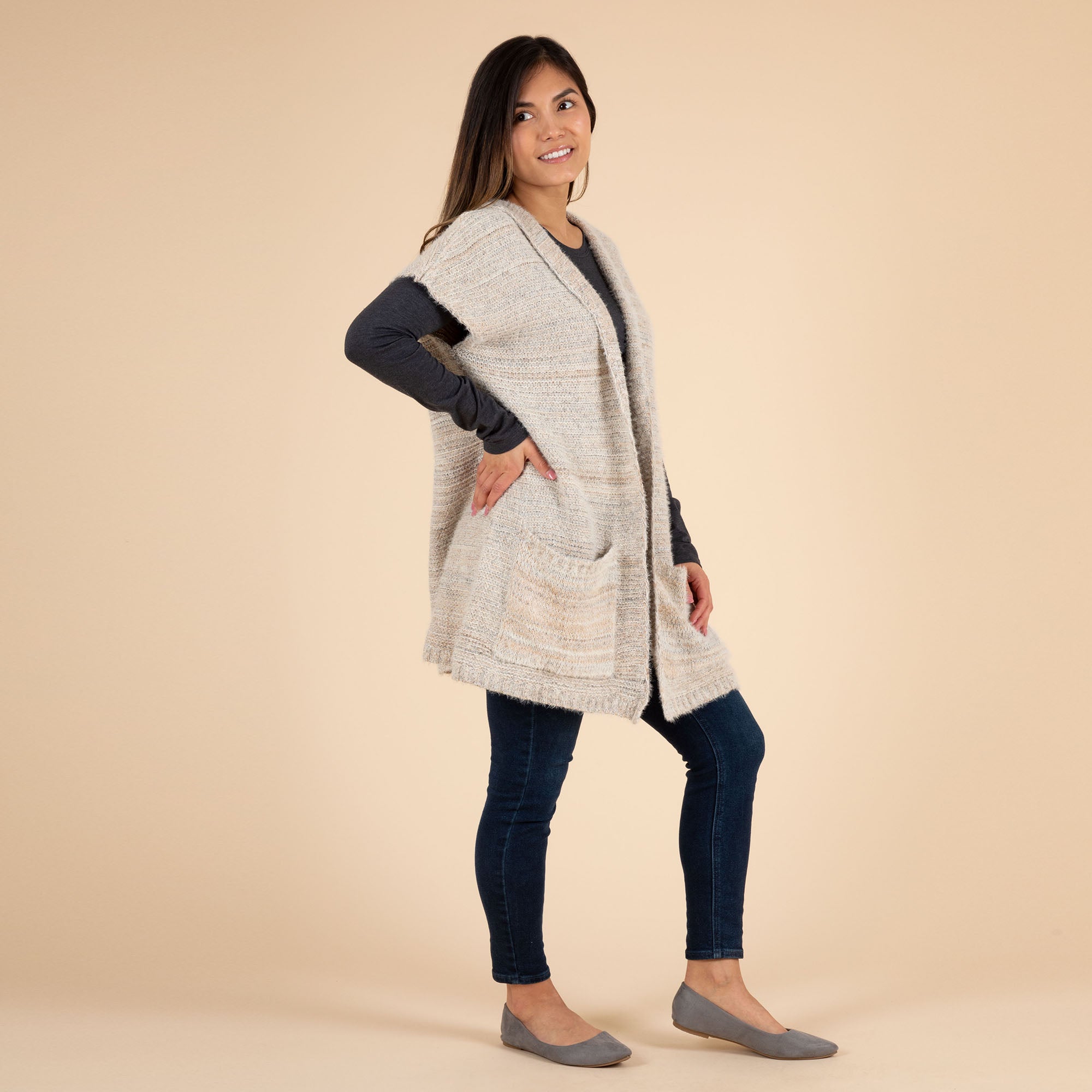 Soft Knit Short Sleeve Hooded Cardigan