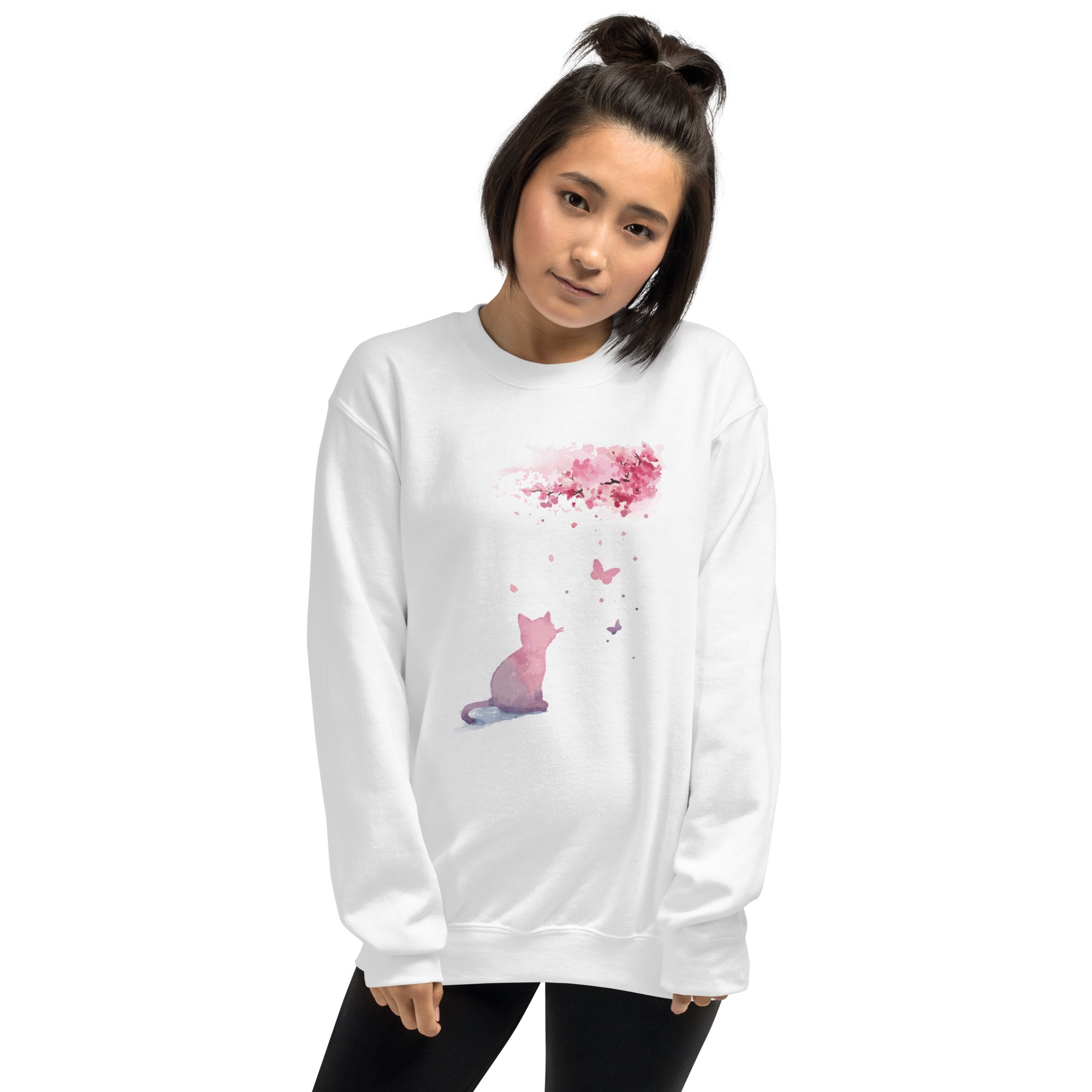 Cherry Blossom Kitten Crewneck Sweatshirt