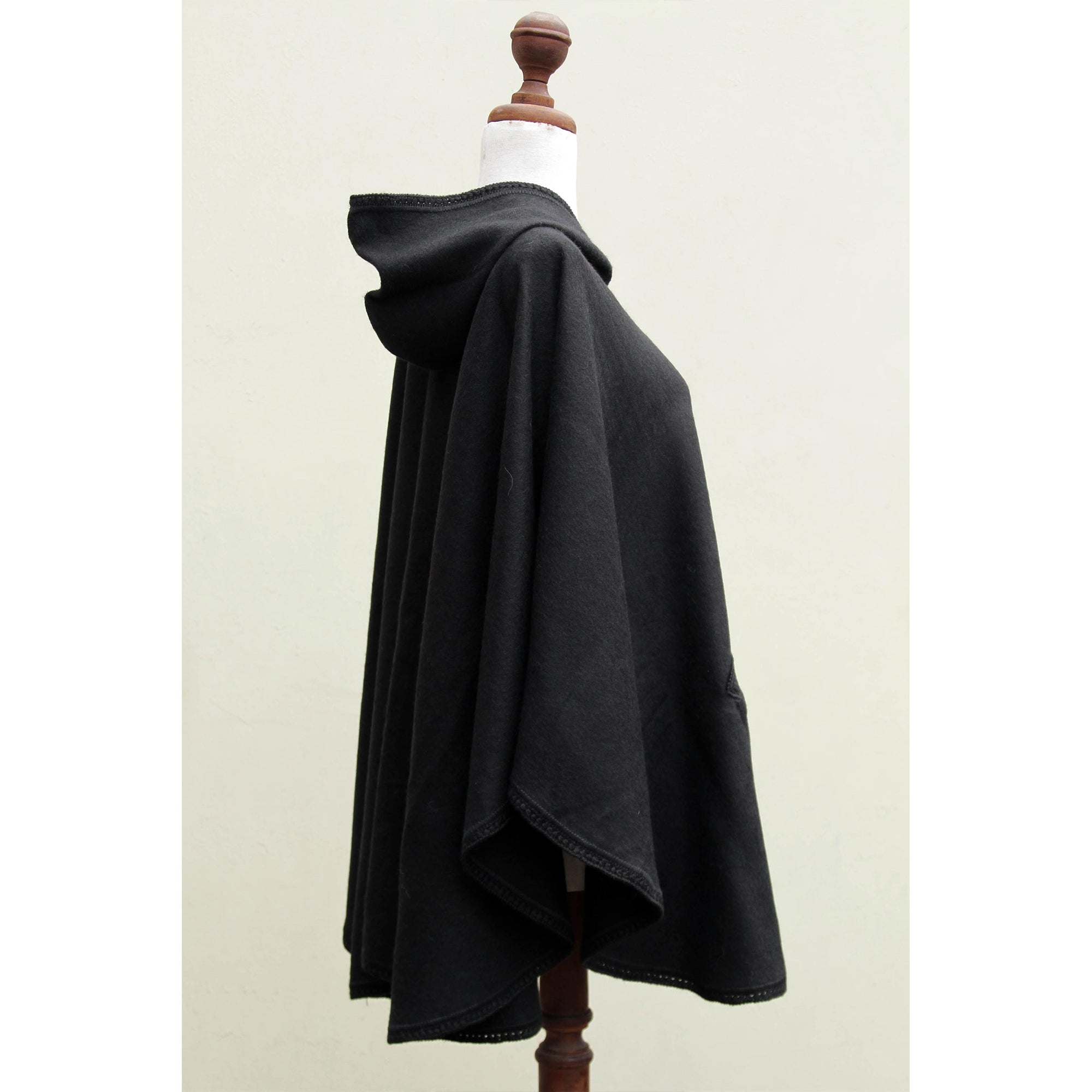 Glamorous Night Black Hooded Ruana Cape