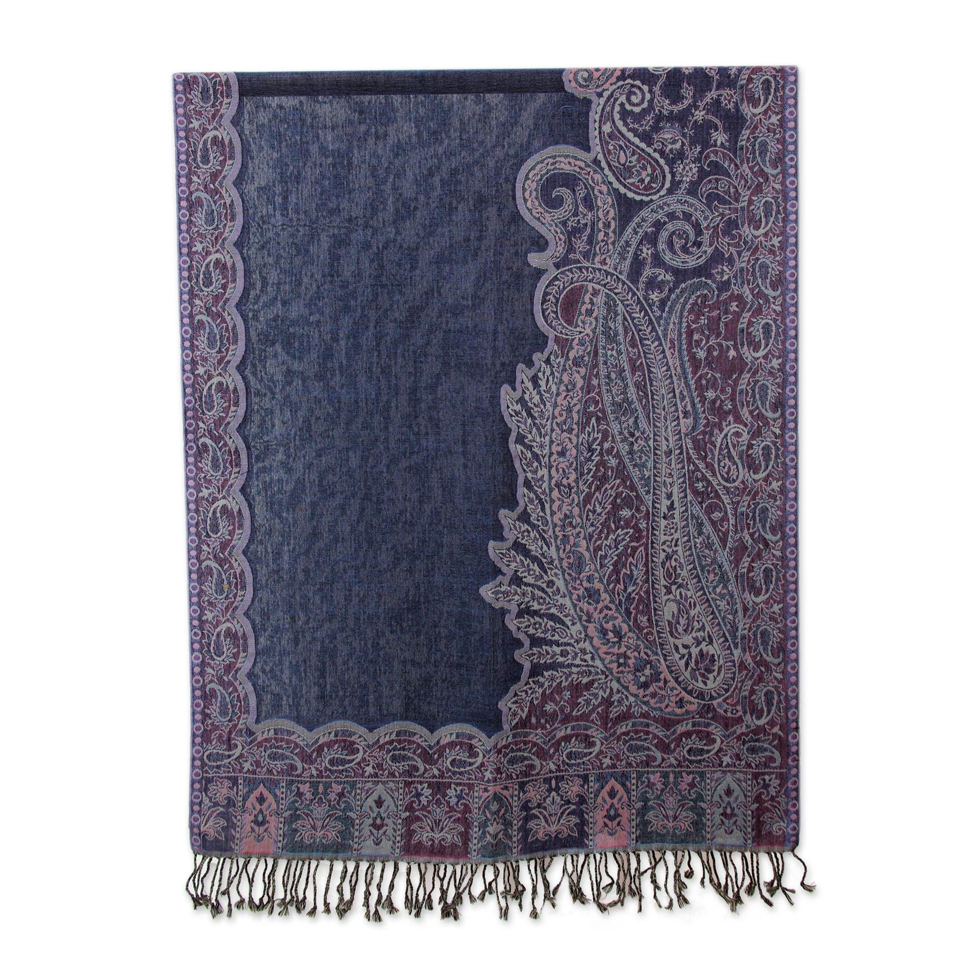 Orchid Paisley Jamawar Wool Purple Shawl