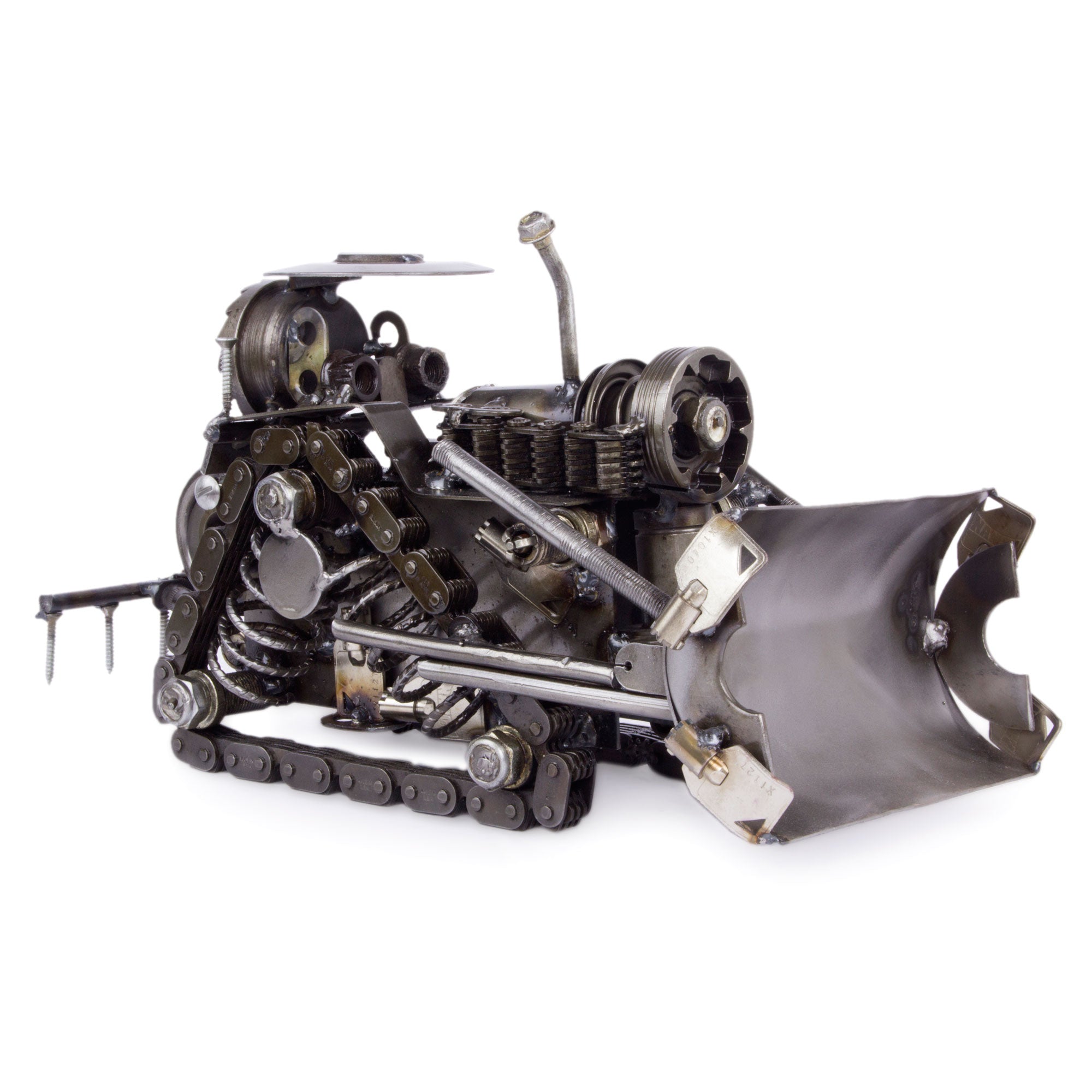 Rustic Bulldozer Metallic Metal Sculpture