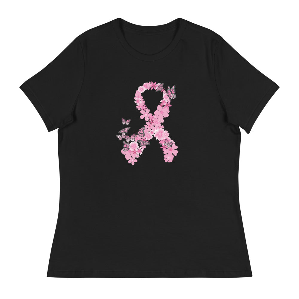 Pink Ribbon Butterflies Take Flight Women's Relaxed T-Shirt