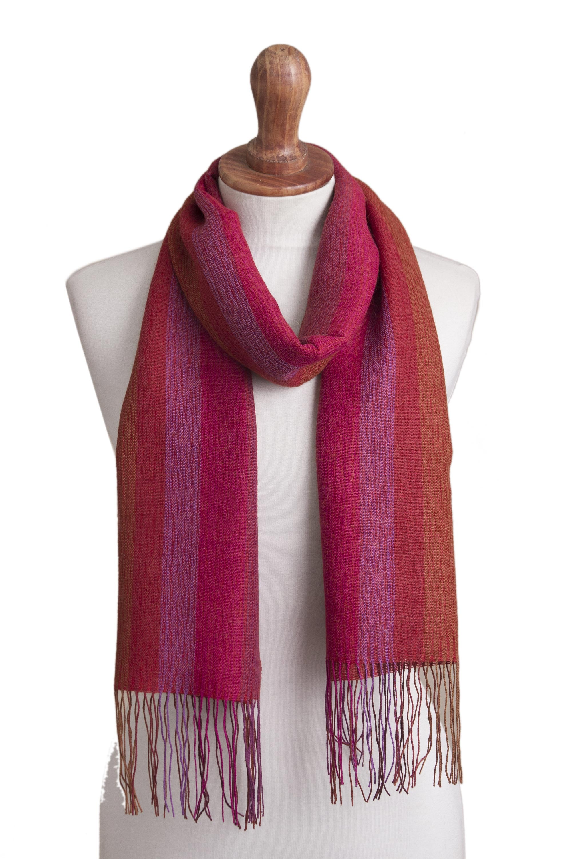 Blazing Trails Warm Red-Orange Baby Alpaca and Pima Cotton Scarf