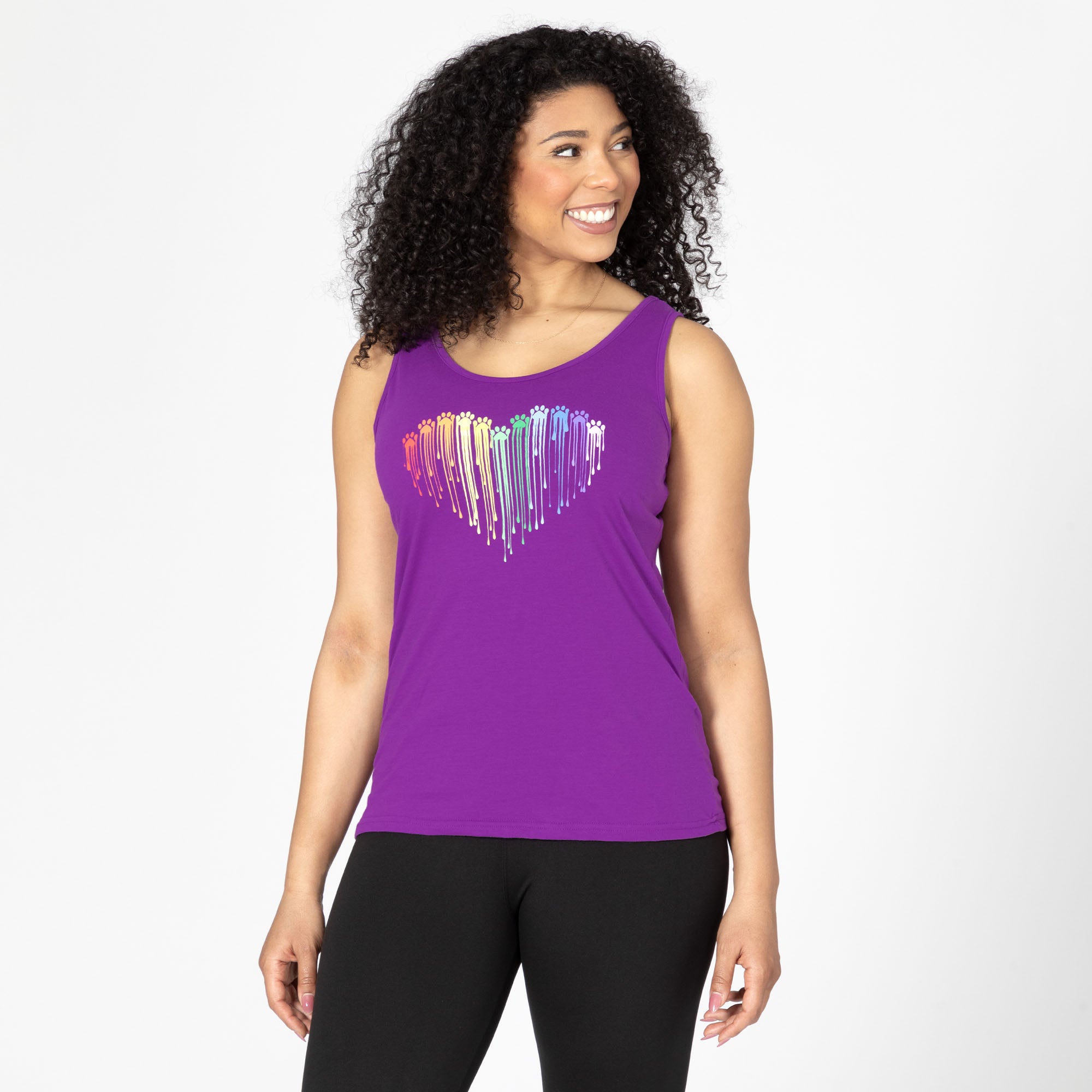 Rainbow Paw Print Heart Tank Top