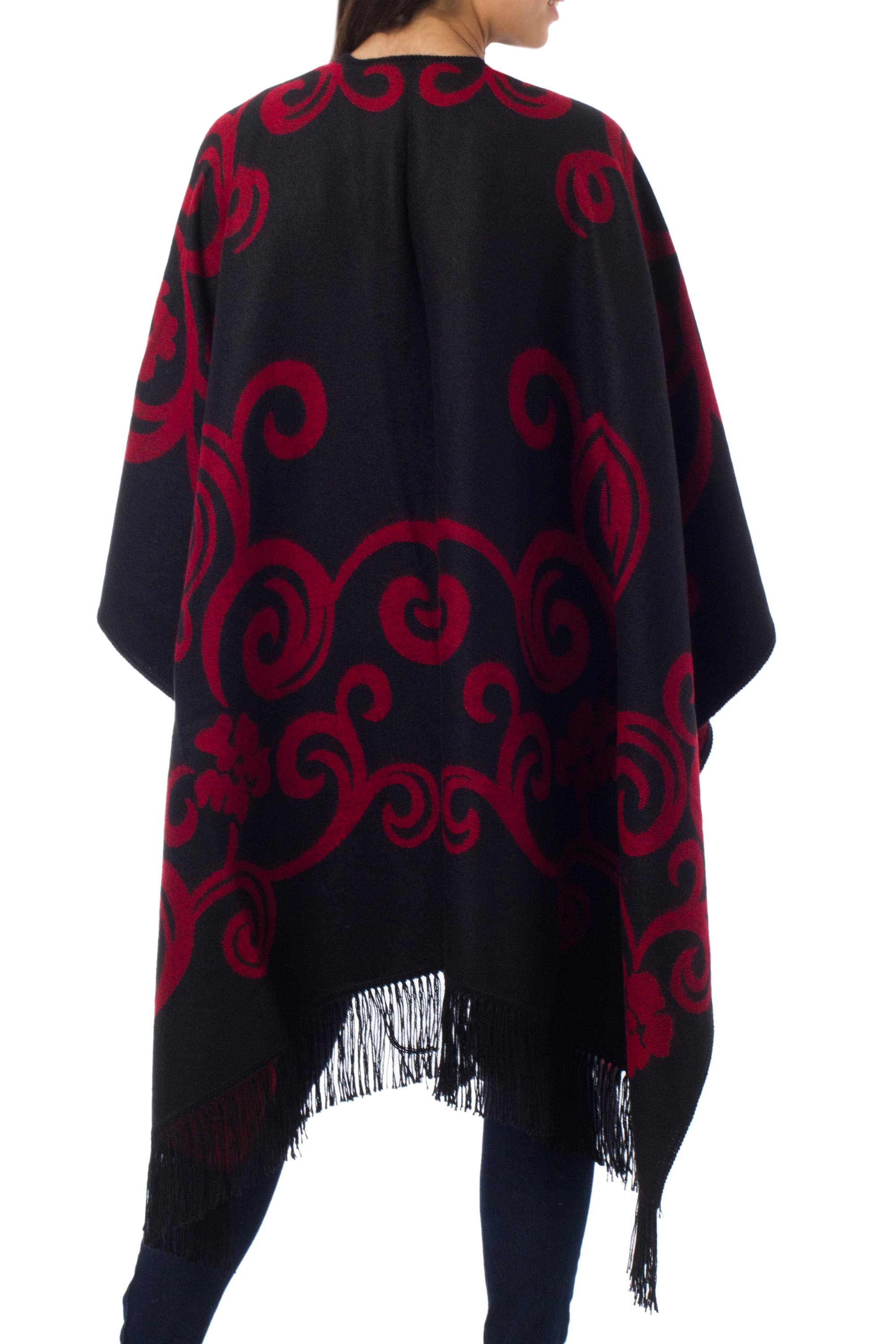 Strawberry Blossom Alpaca Reversible Poncho