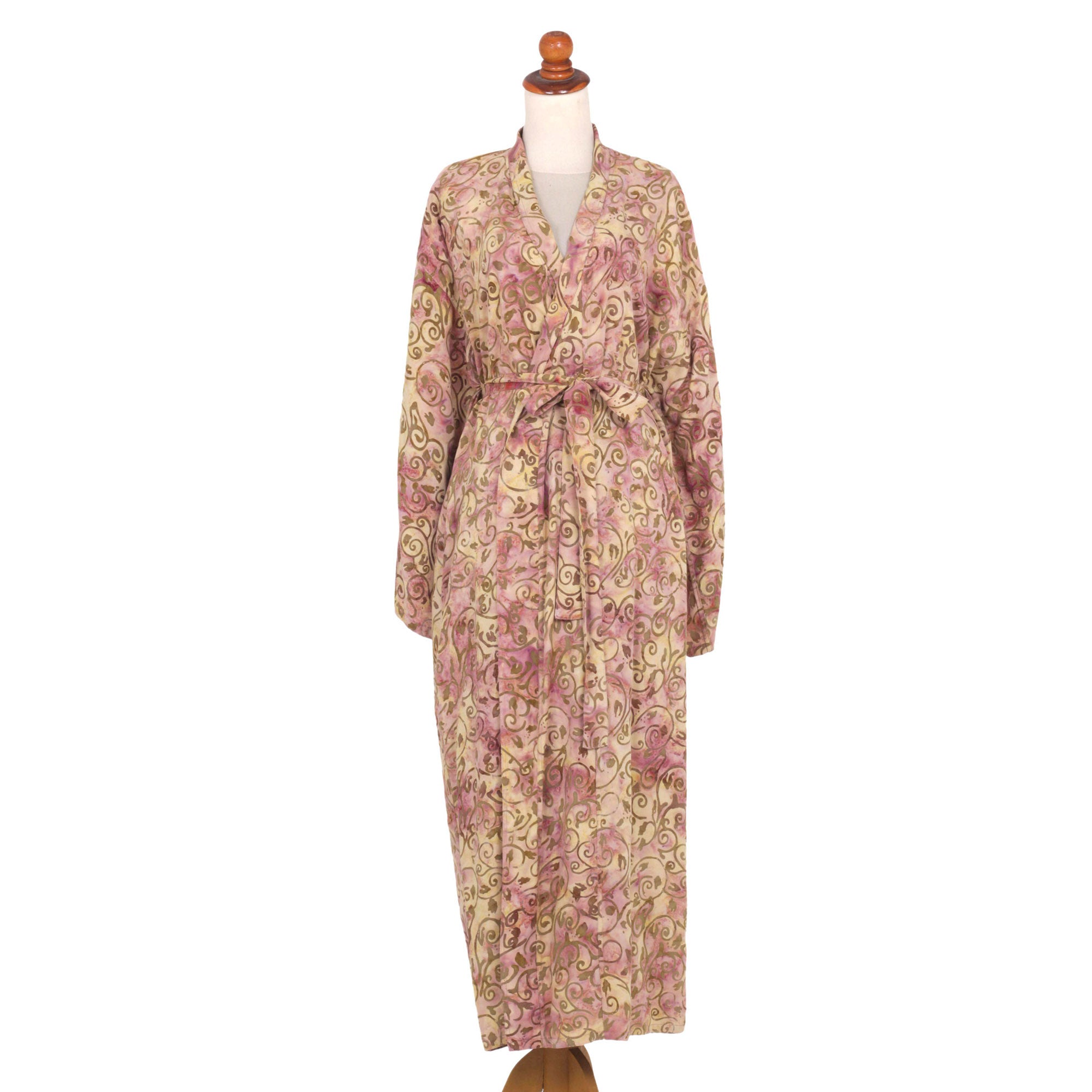 Grand Floral Beige Rayon Batik Robe