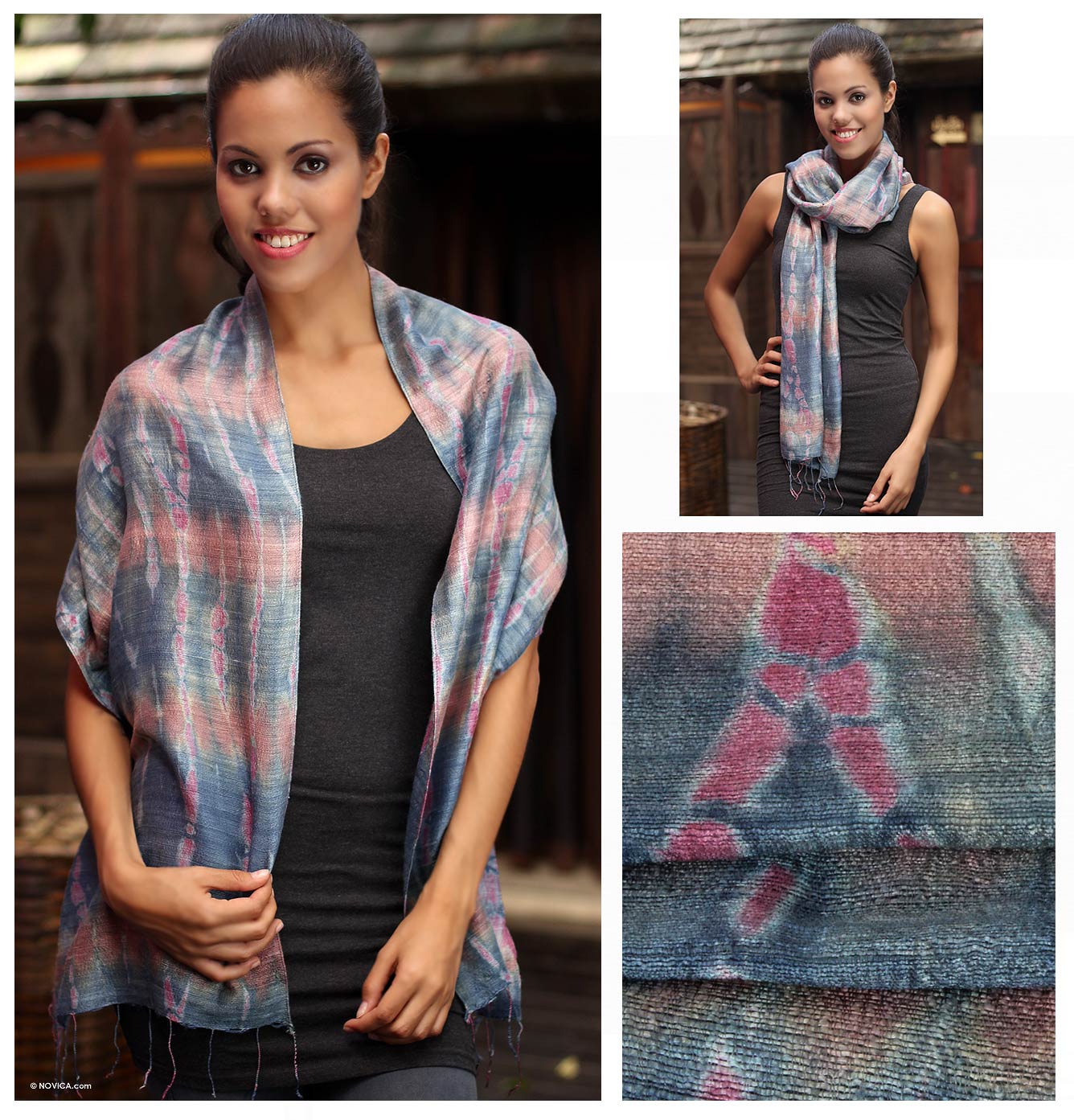 Gray Wilderness Multicolor Silk Scarf