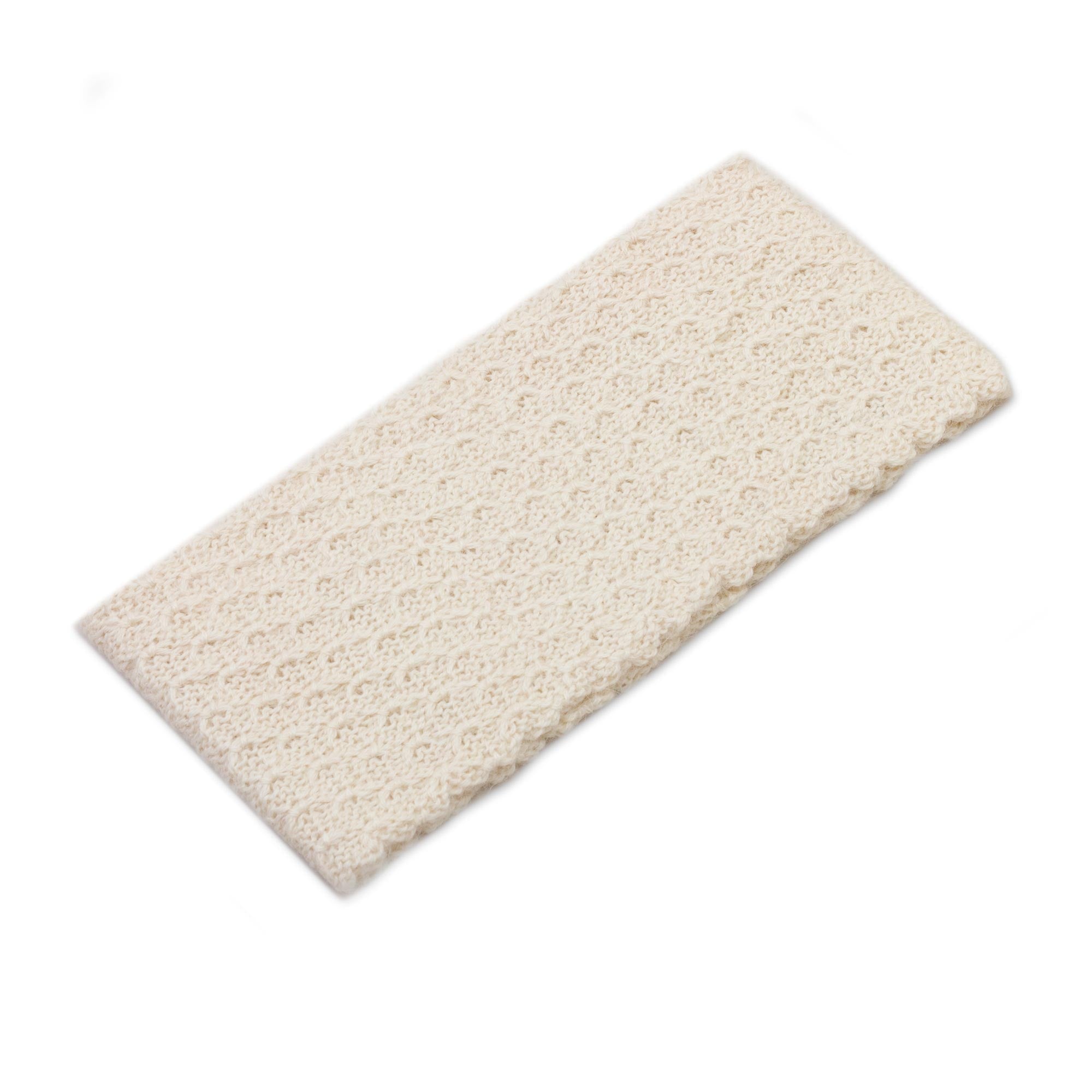 Wavelength in Alabaster Off-White 100% Baby Alpaca Honeycomb Pattern Knit Headband