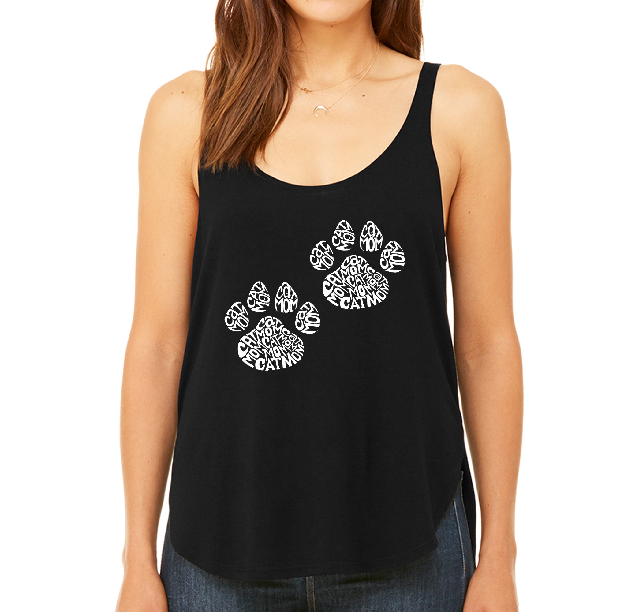 Cat Mom  - Women's Premium Word Art Flowy Tank Top