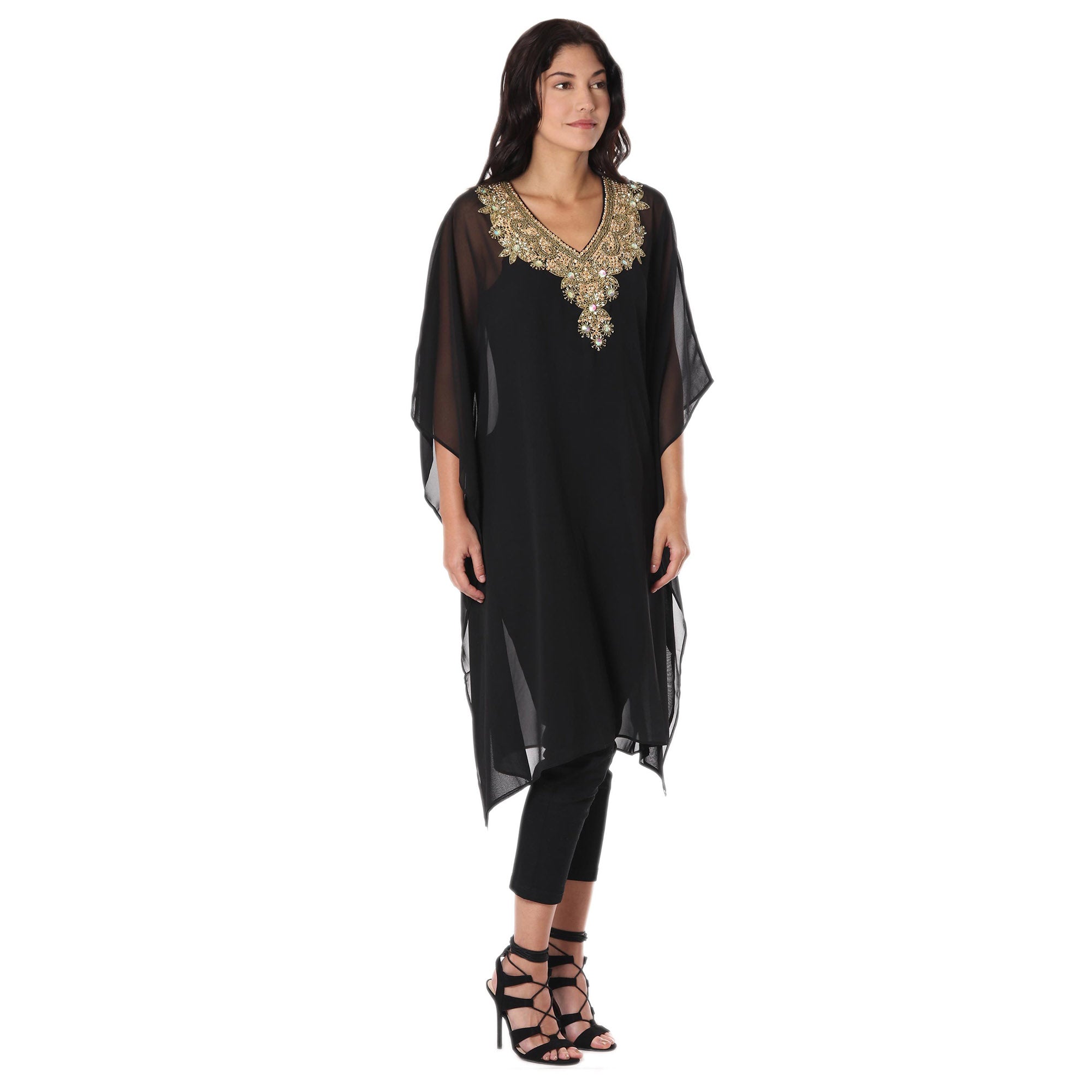 Arabian Beauty Embellished Sheer Caftan