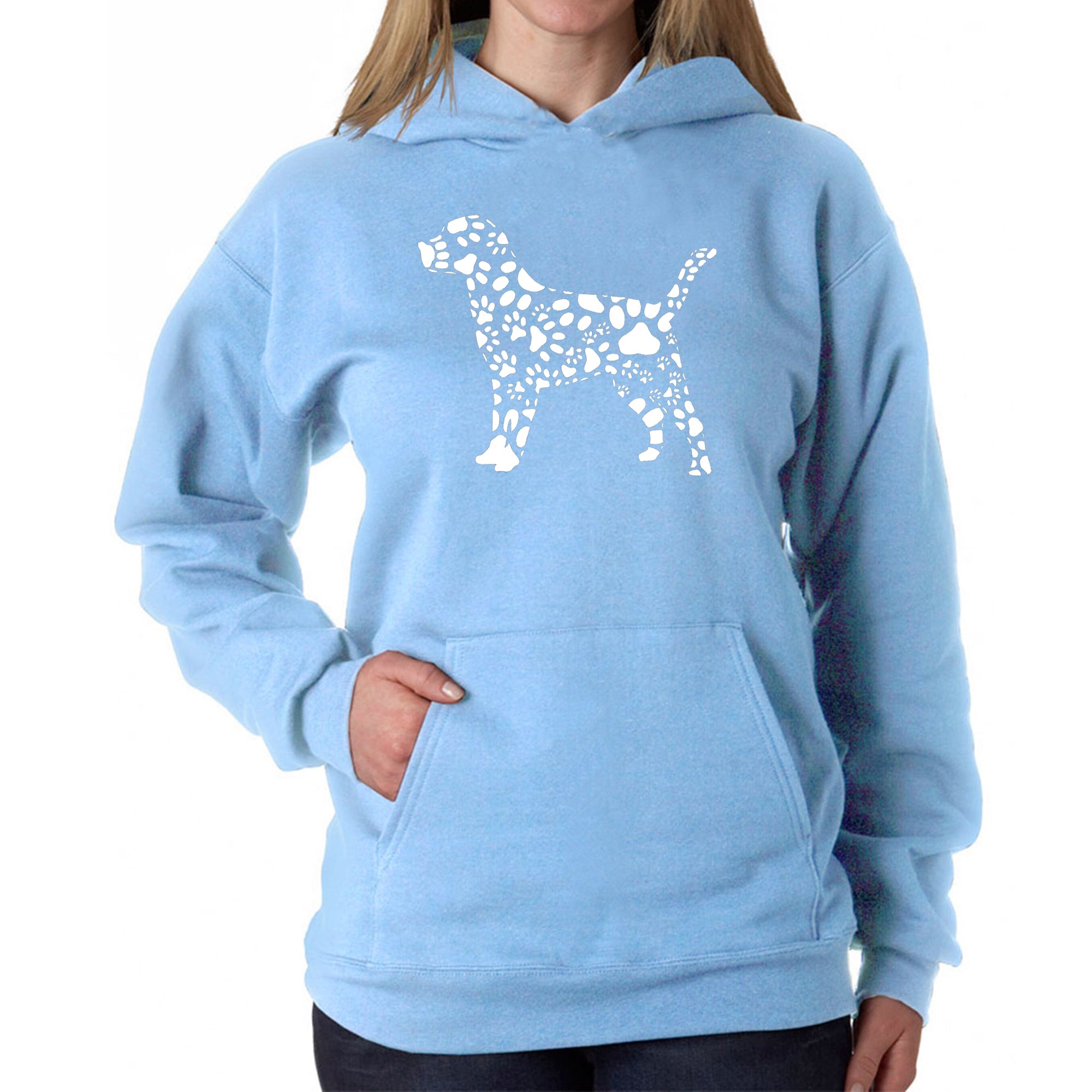 Dog Paw Prints  - Women's Word Art Hooded Sweatshirt