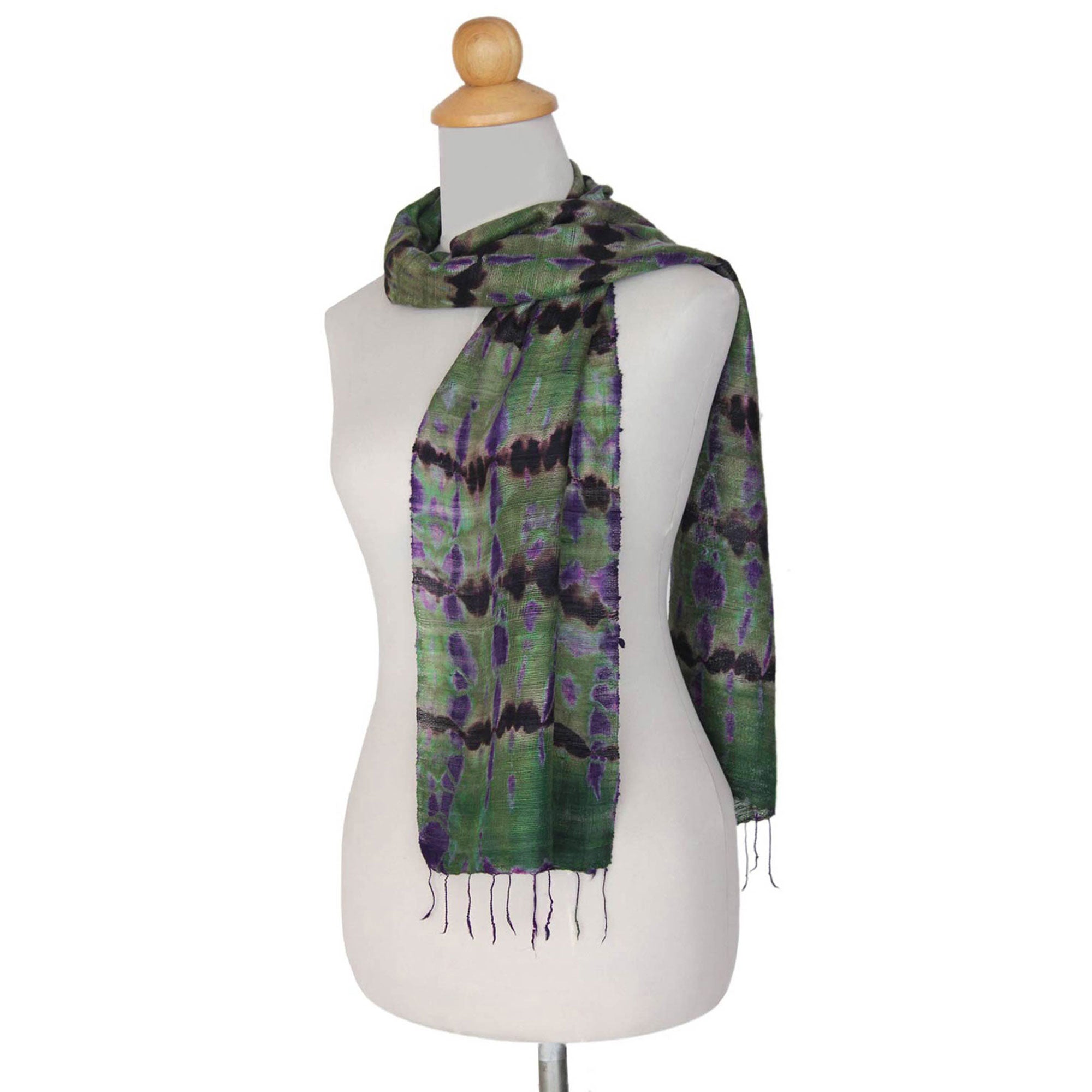 Green Wilderness Multicolor Silk Scarf